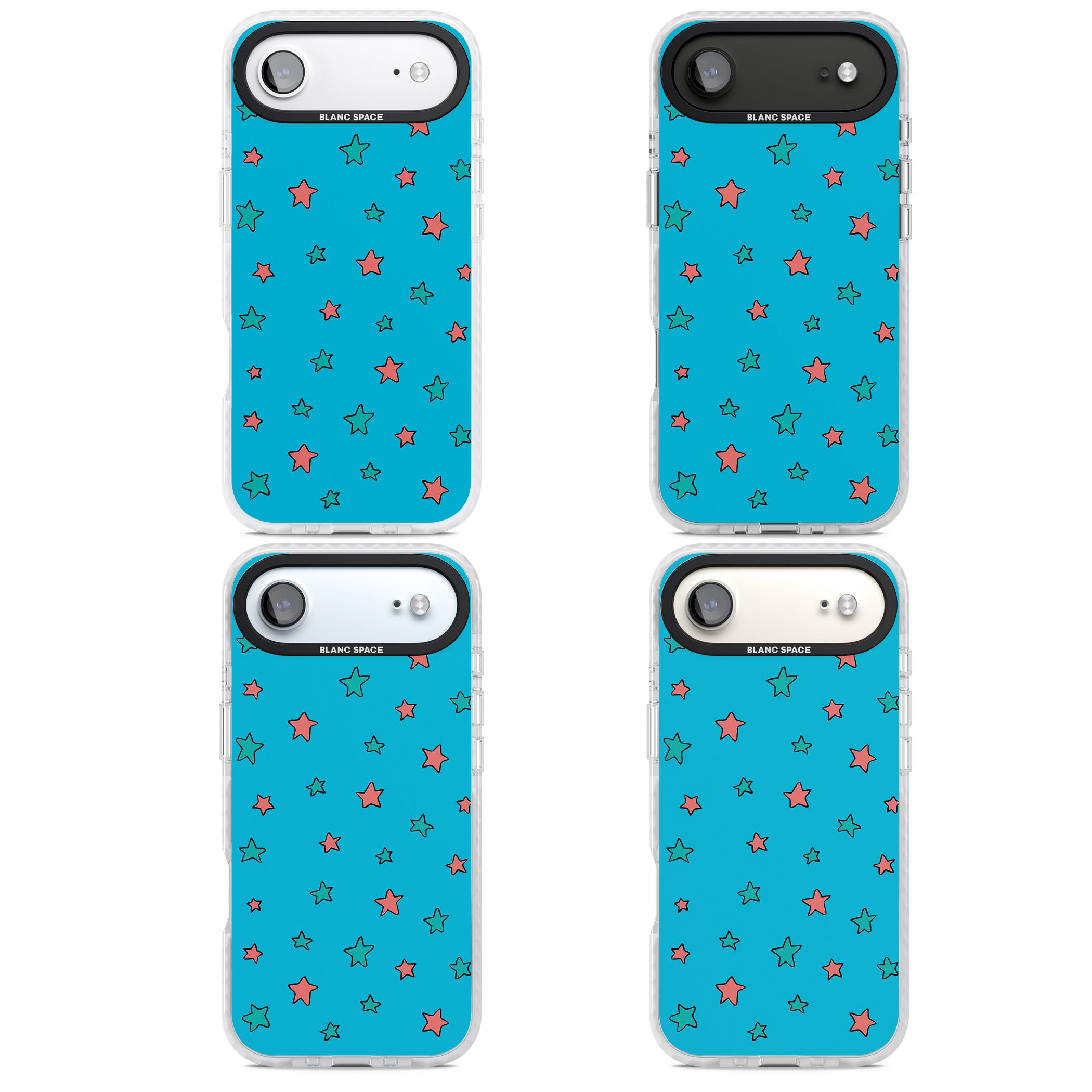 Blue Heartstopper Stars Pattern iPhone 17 Air Impact Clear Phone Case APT Impact Protection