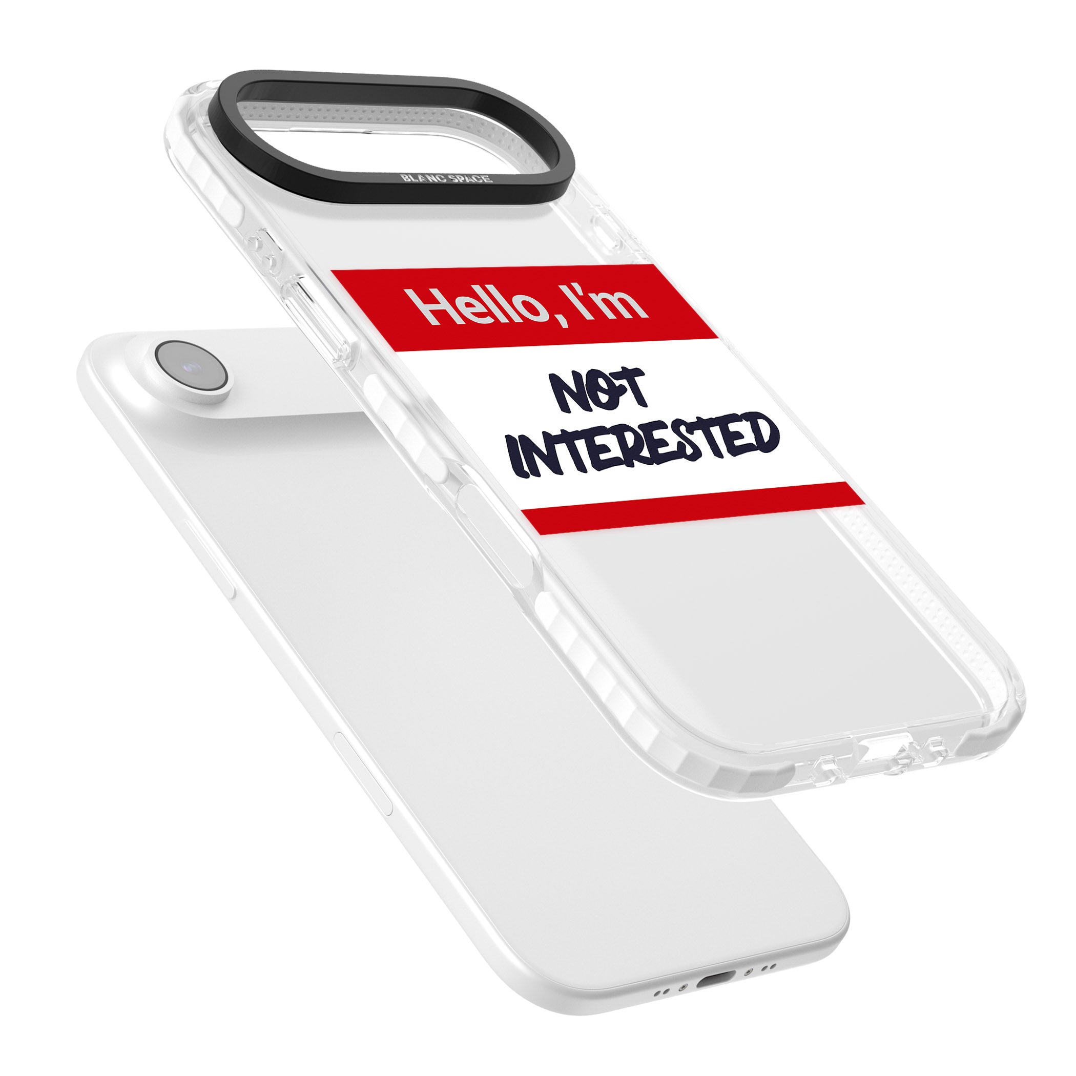 Funny Hello Name Tag Not Interested iPhone 17 Air Impact Clear Phone Case Colours