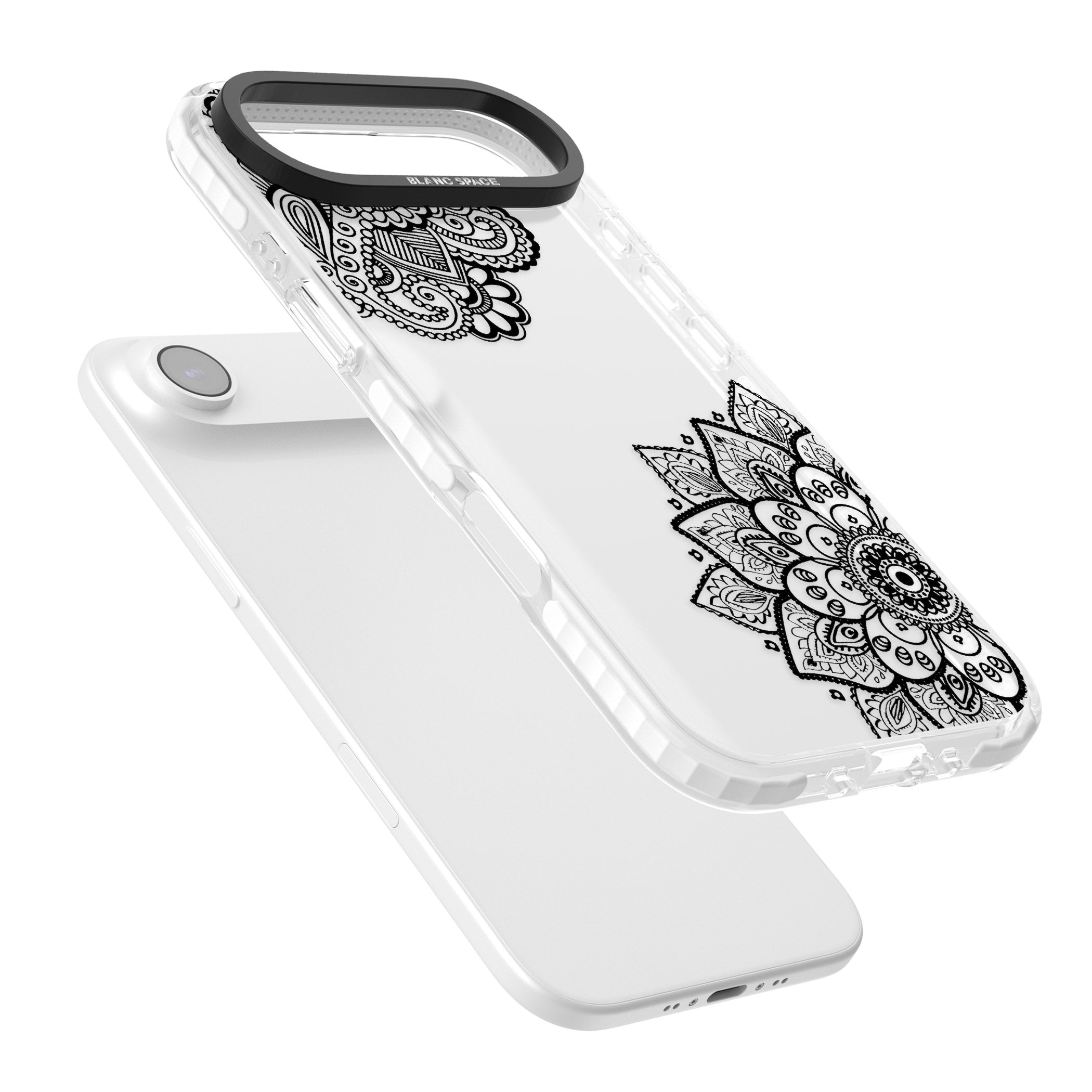 Black Henna Florals iPhone 17 Air Impact Clear Phone Case Colours