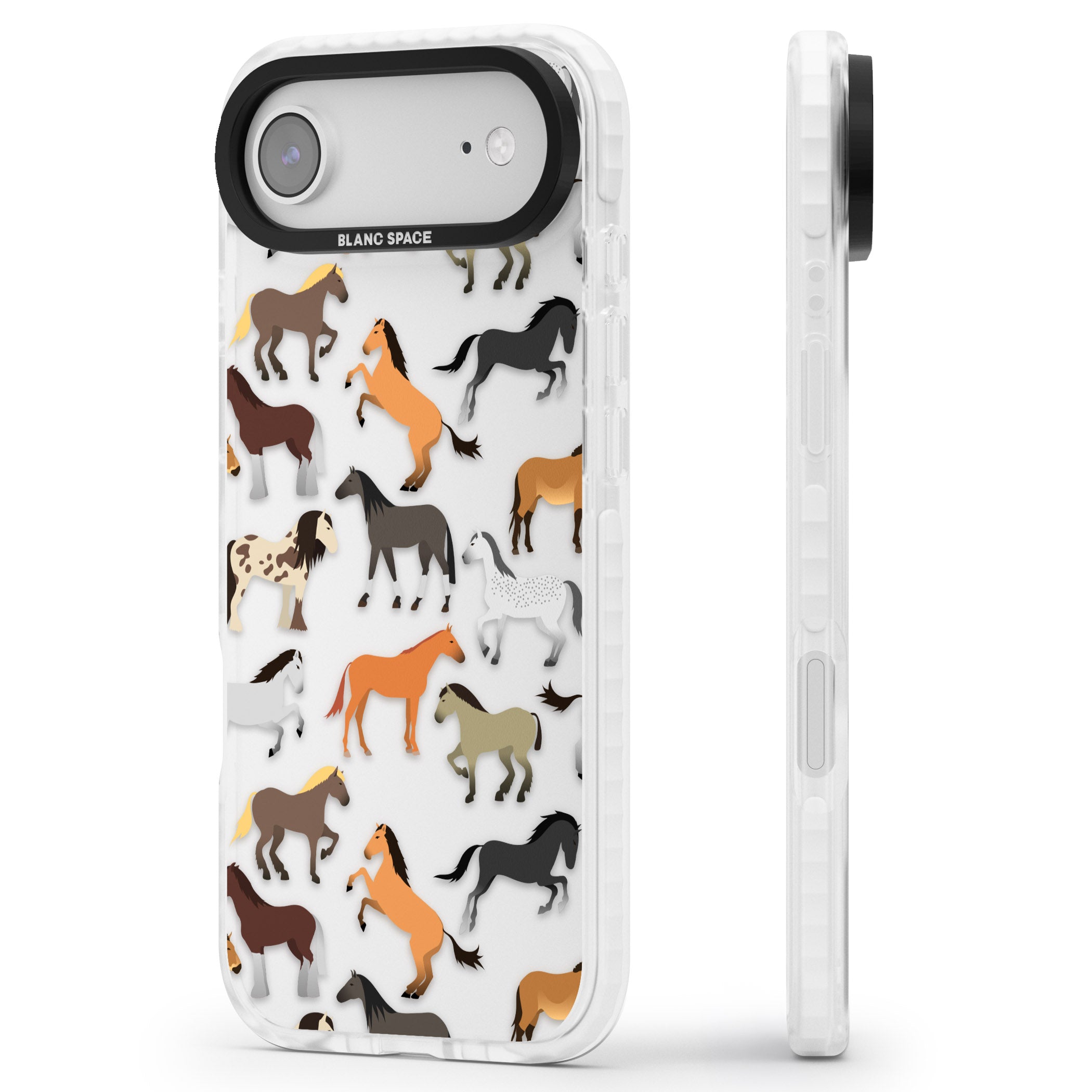 Horse Pattern iPhone 17 Air Impact Clear Phone Case Side Profile