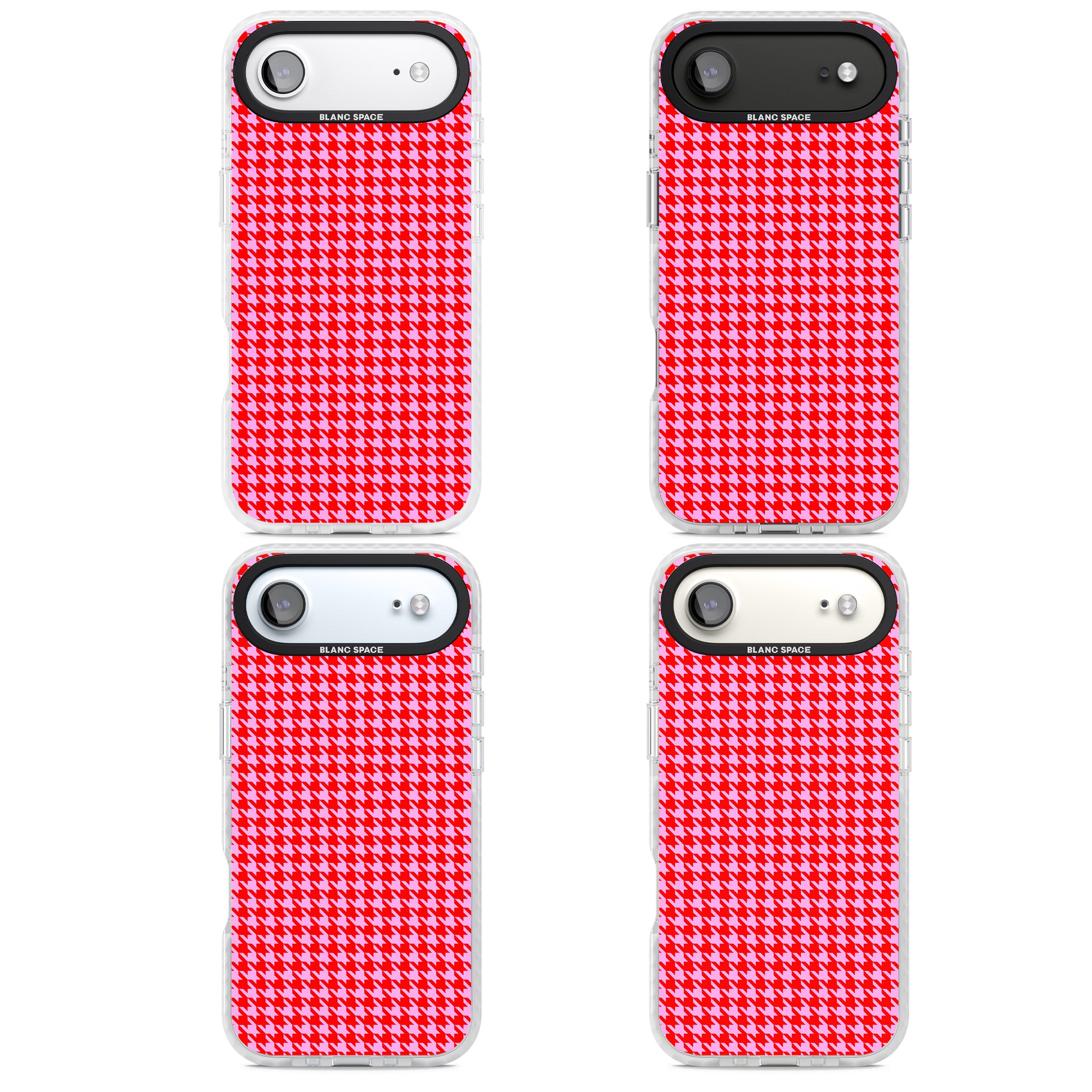 Neon Pink & Red Houndstooth iPhone 17 Air Impact Clear Phone Case APT Impact Protection