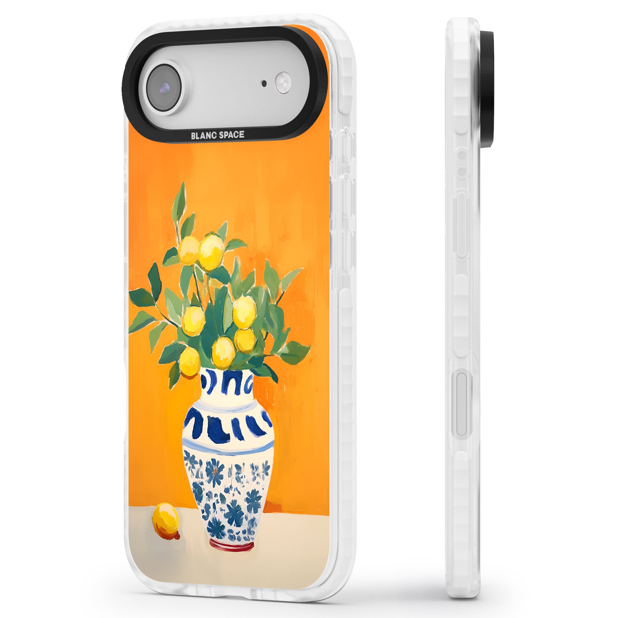 Lemon Vase iPhone 17 Air Impact Clear Phone Case Side Profile