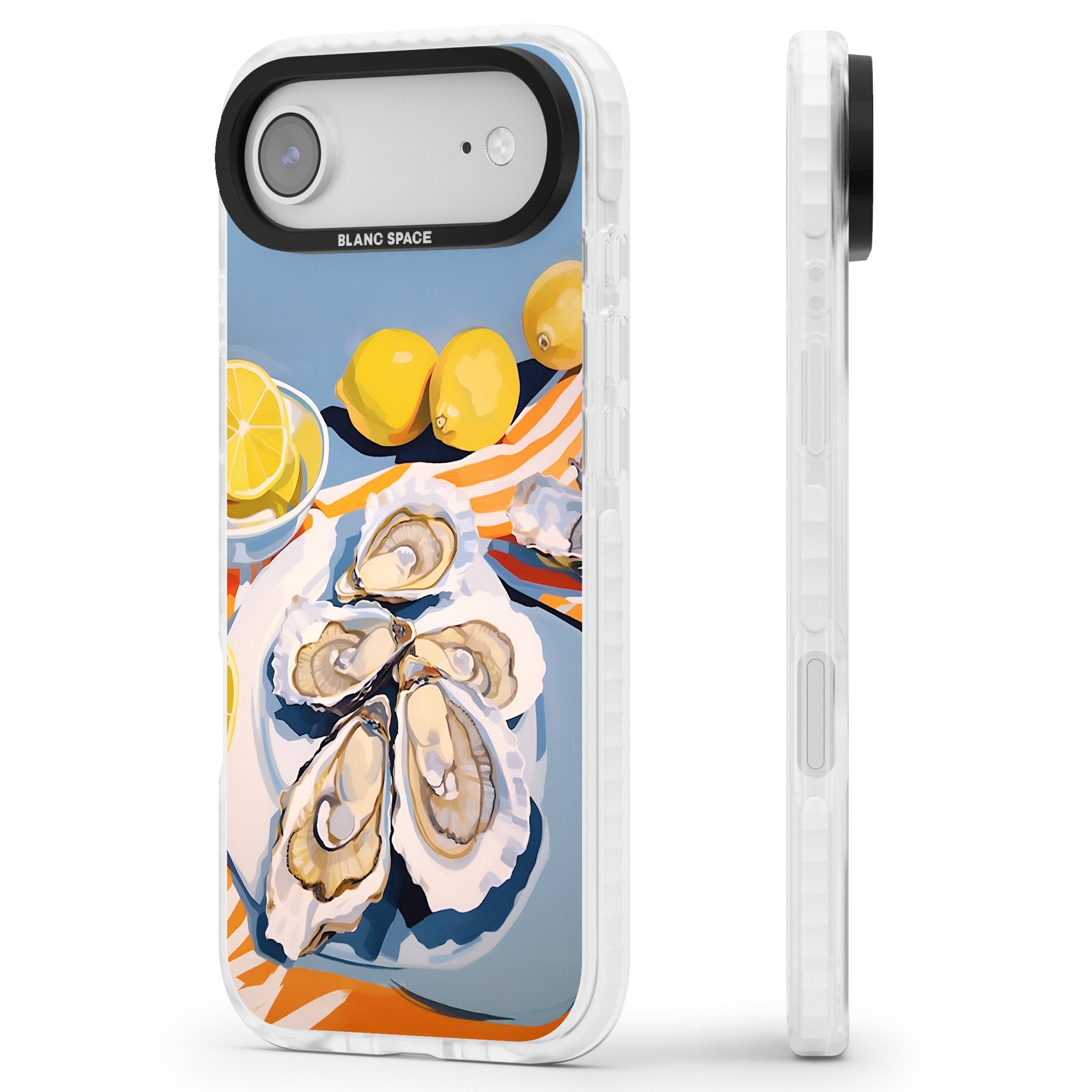 Fresh Oysters & Lemons iPhone 17 Air Impact Clear Phone Case Side Profile