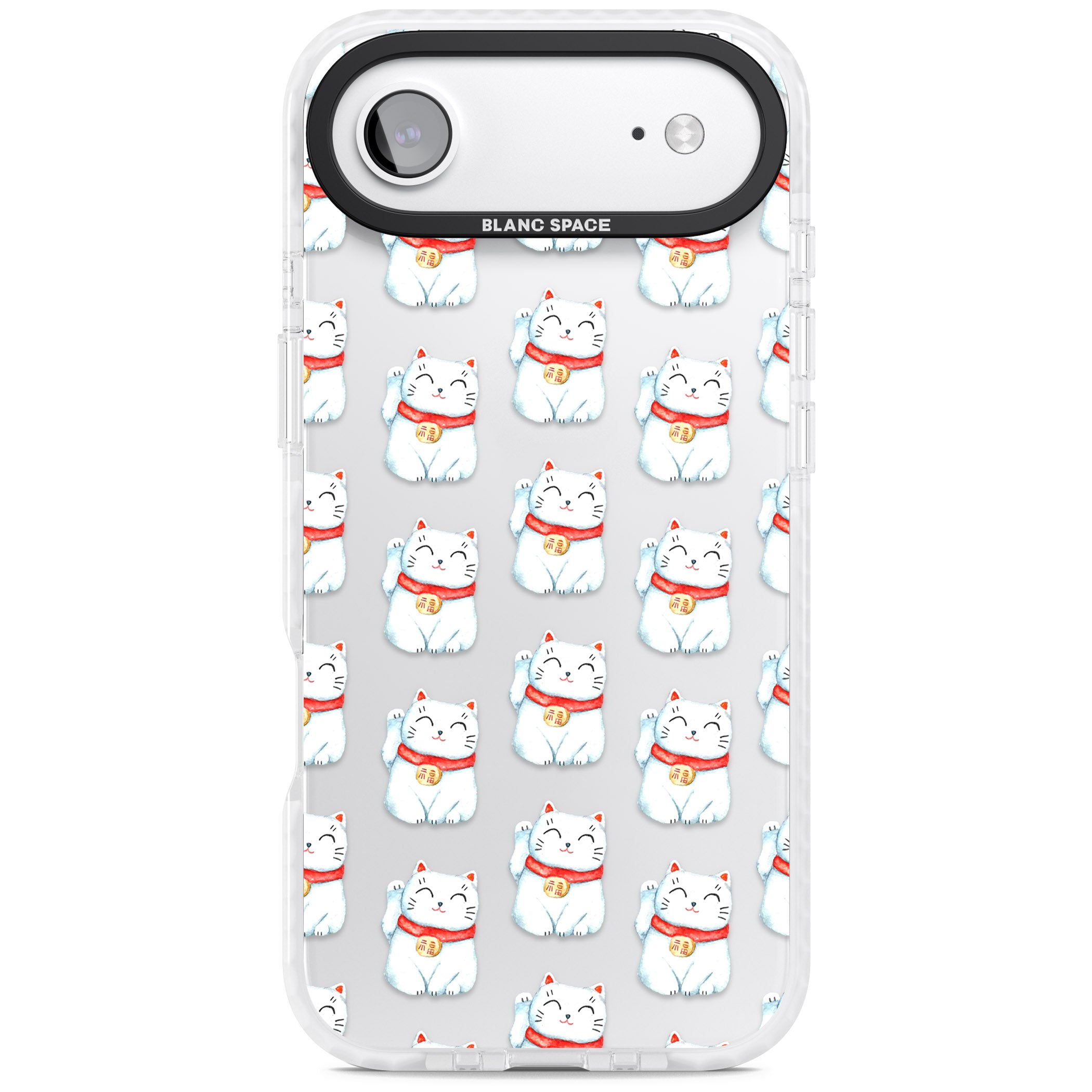 Lucky Cat Pattern iPhone 17 Air Impact Clear Phone Case