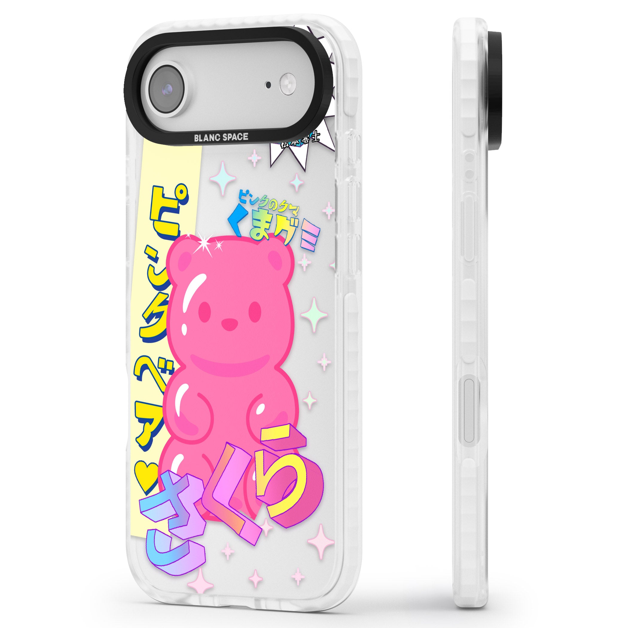 Kawaii Pink Bear Collage iPhone 17 Air Impact Clear Phone Case Side Profile