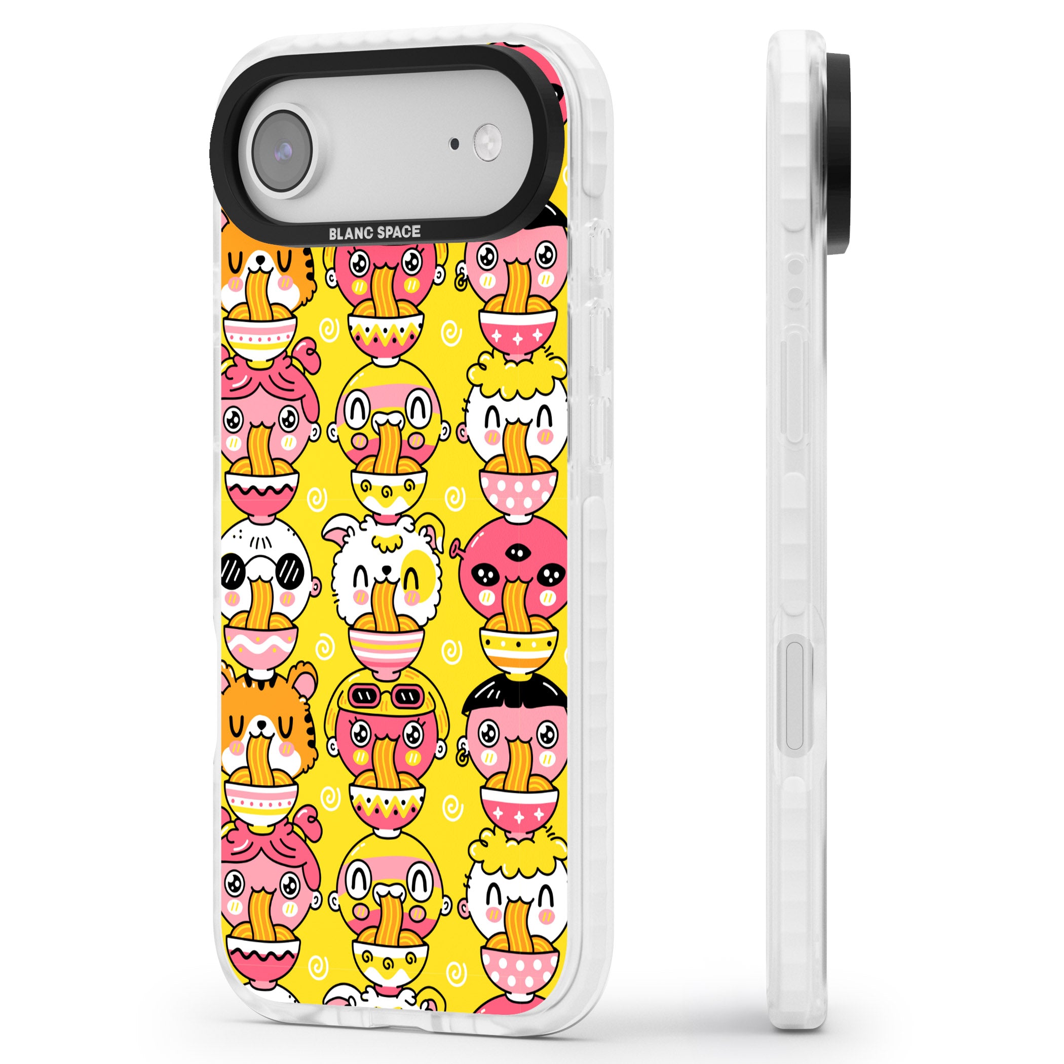 Ramen Noodle Kawaii Pattern iPhone 17 Air Impact Clear Phone Case Side Profile