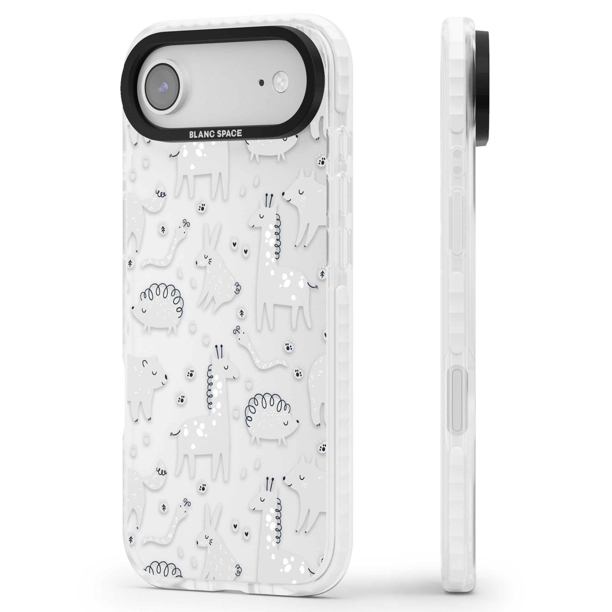 Monochrome Animal Party iPhone 17 Air Impact Clear Phone Case Side Profile