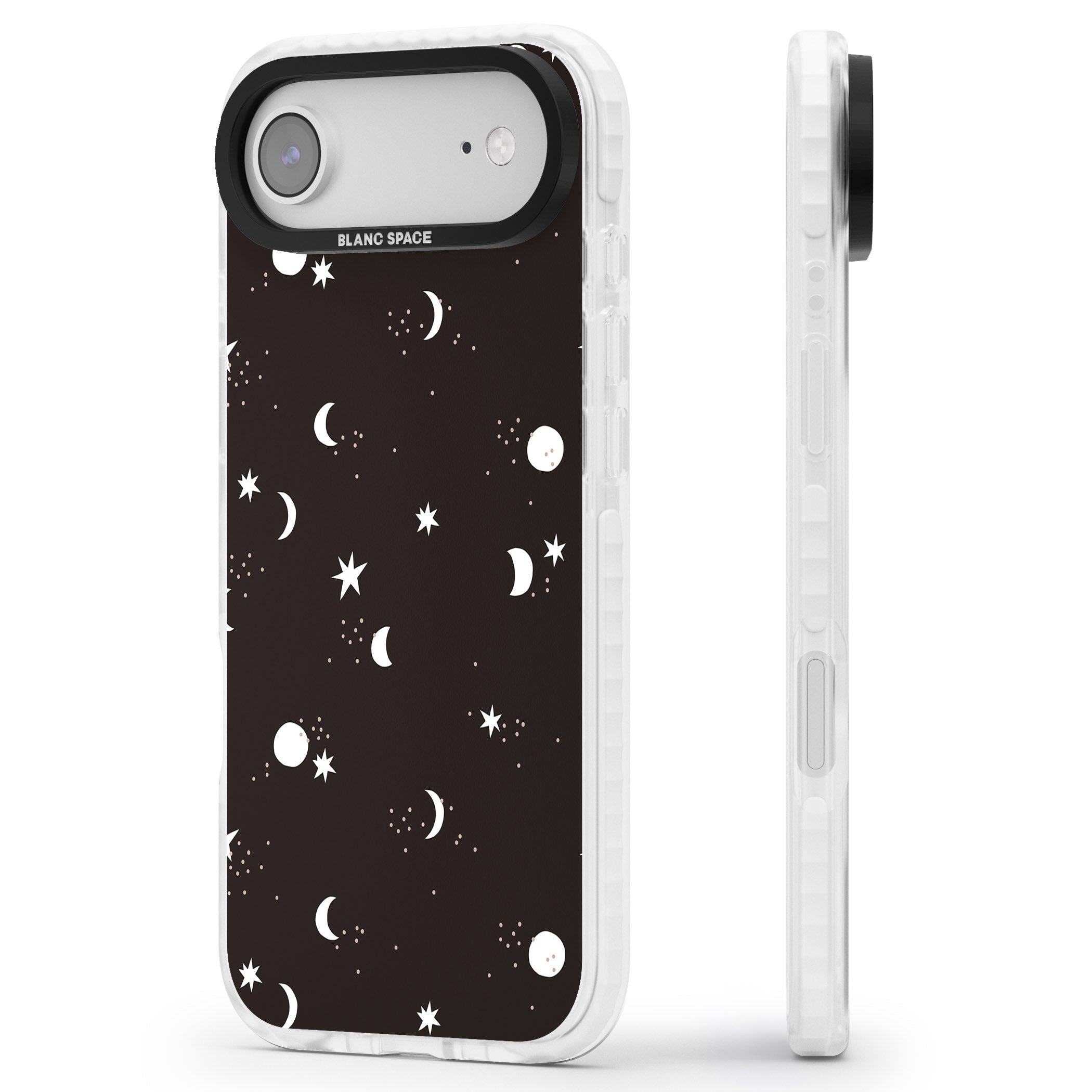 Funky Moons & Stars iPhone 17 Air Impact Clear Phone Case Side Profile