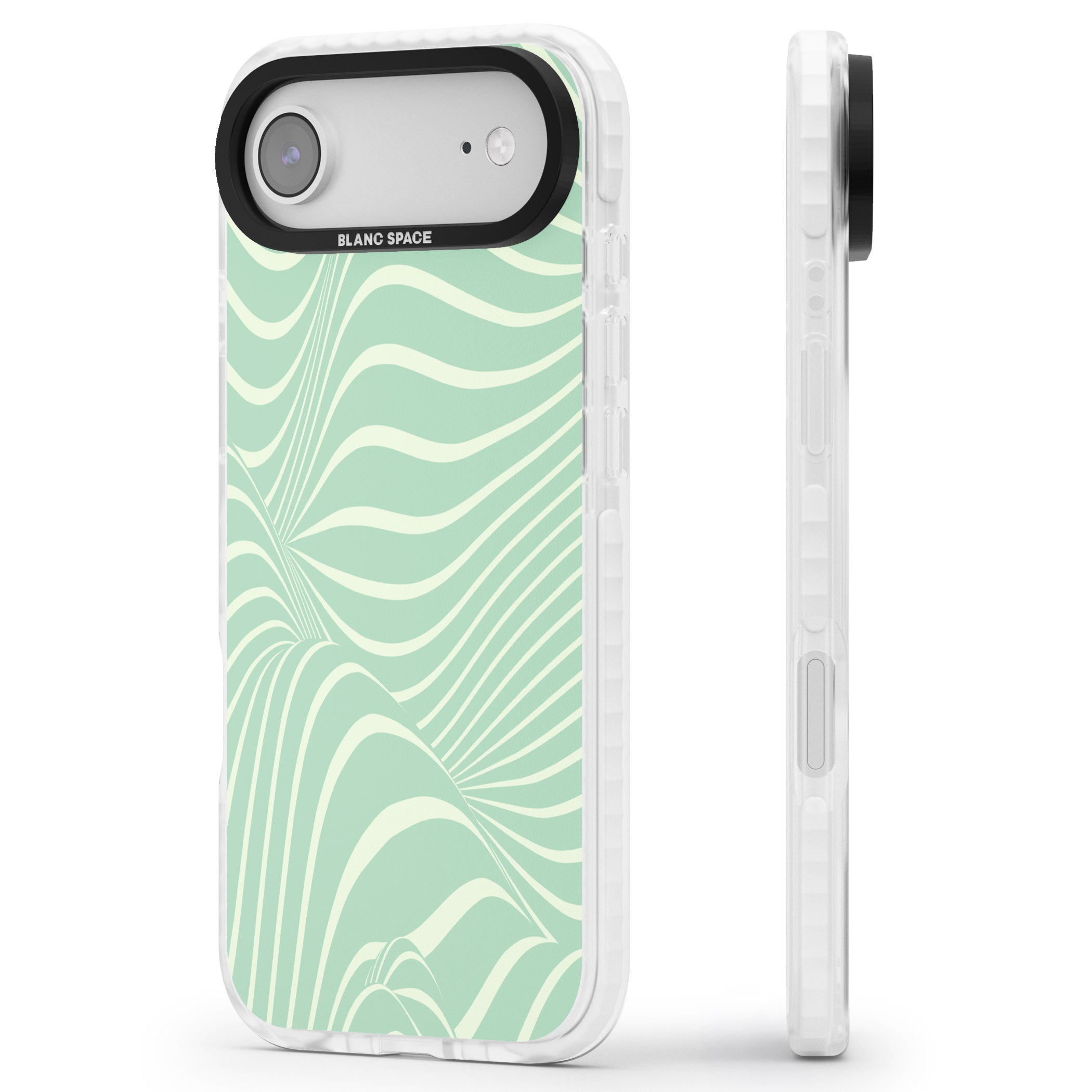 Mint Green Distorted Line iPhone 17 Air Impact Clear Phone Case Side Profile