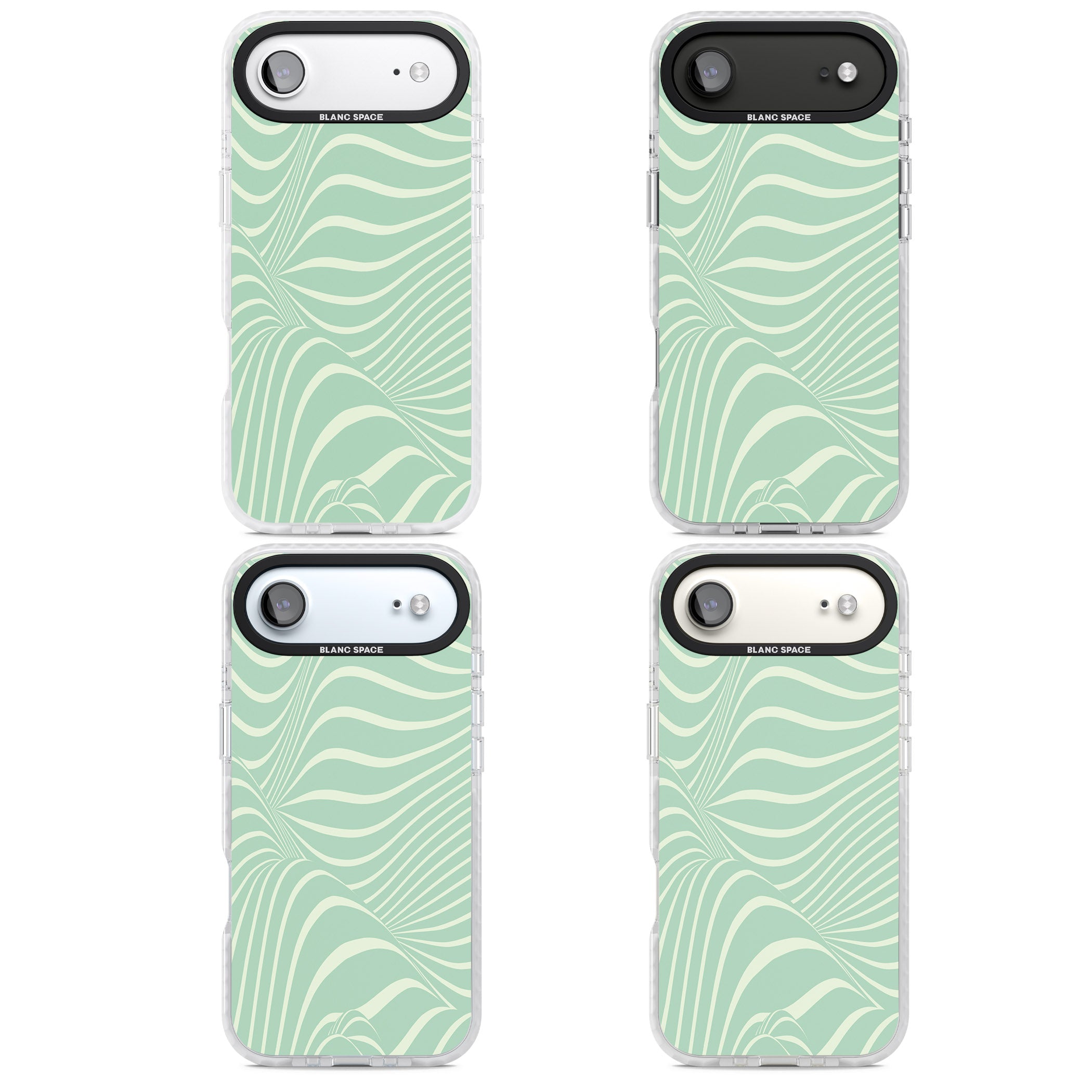 Mint Green Distorted Line iPhone 17 Air Impact Clear Phone Case APT Impact Protection