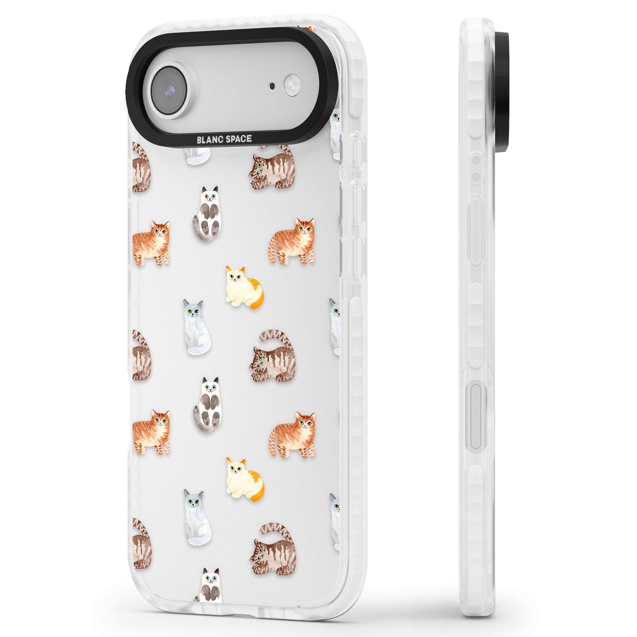 Cute Cat Pattern Classic iPhone 17 Air Impact Clear Phone Case Side Profile
