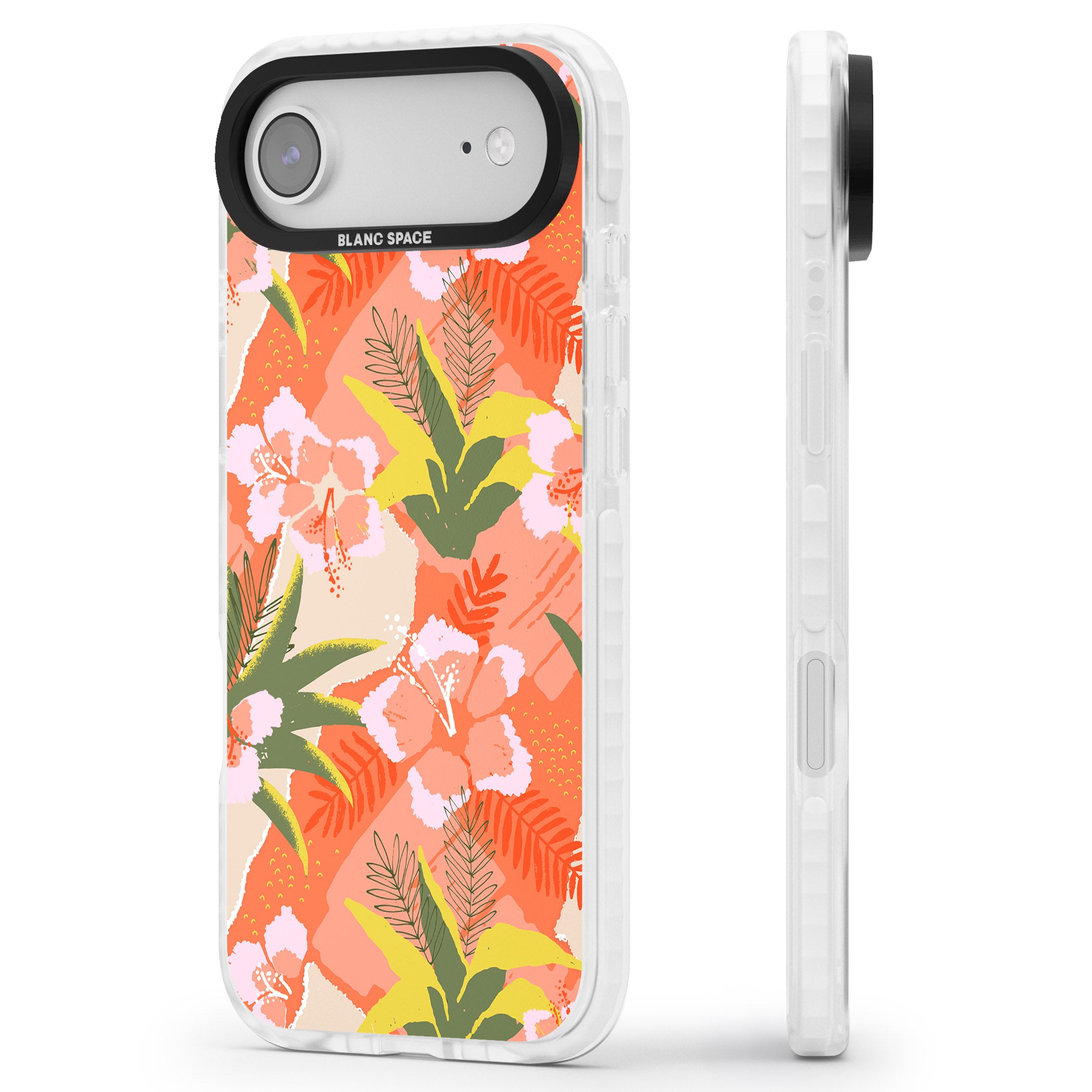 Hawaiian Flowers Abstract Pattern iPhone 17 Air Impact Pro Clear Phone Case Side Profile