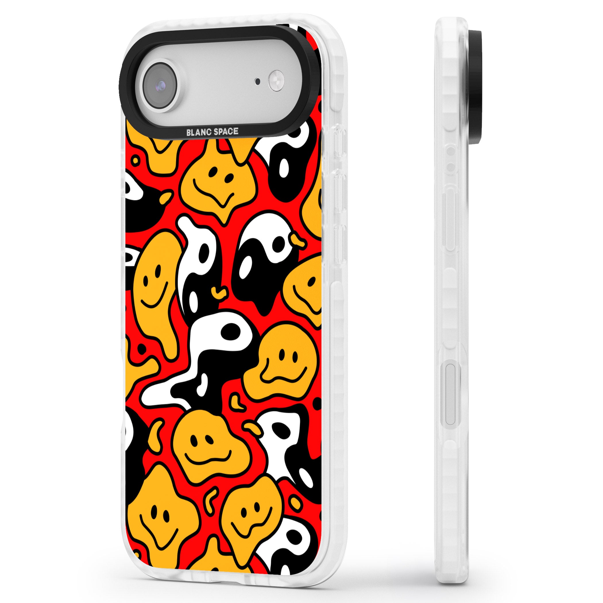 Yin Yang Acid Face iPhone 17 Air Impact Pro Clear Phone Case Side Profile