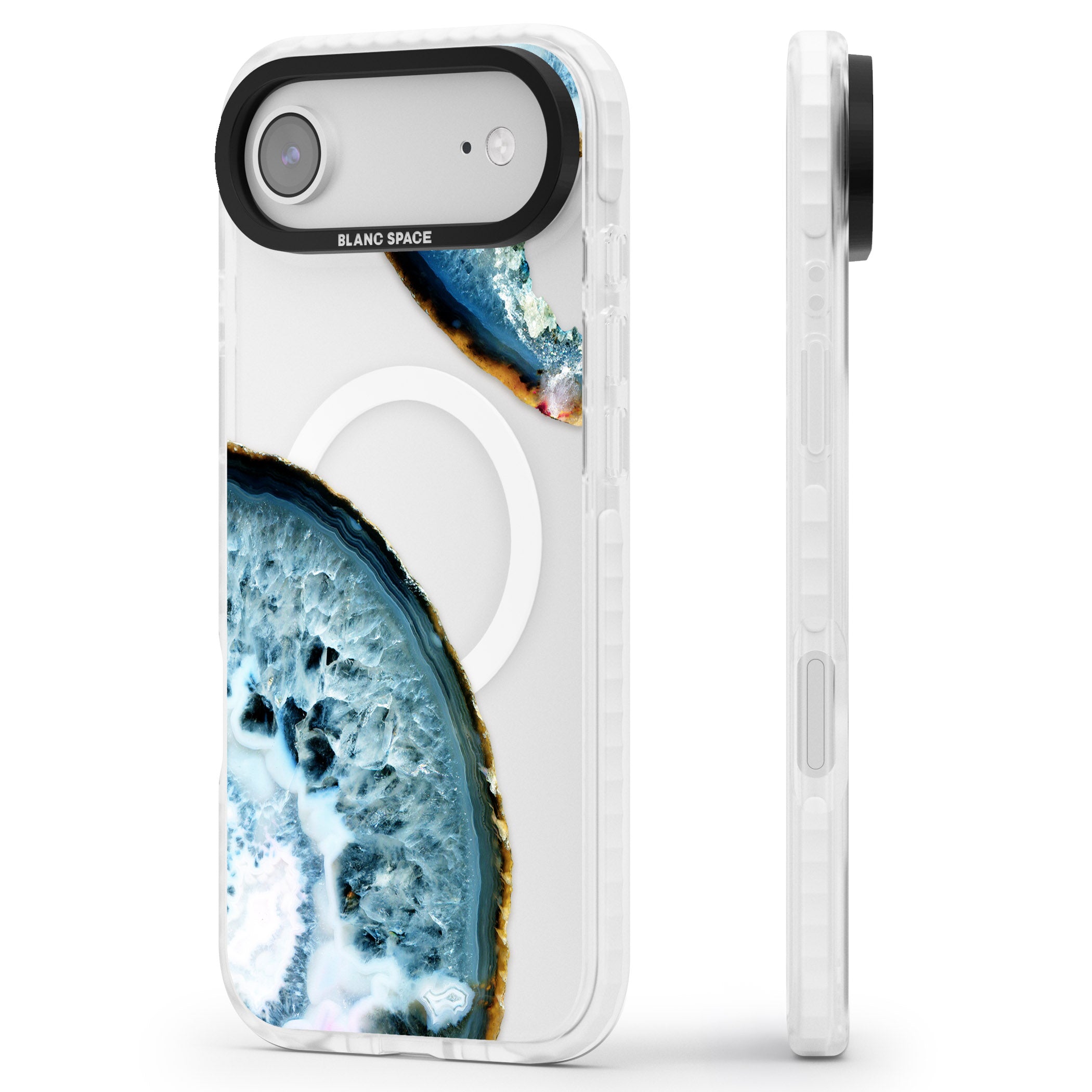 Blue Agate Slice iPhone 17 Air Impact Pro Clear Phone Case Side Profile