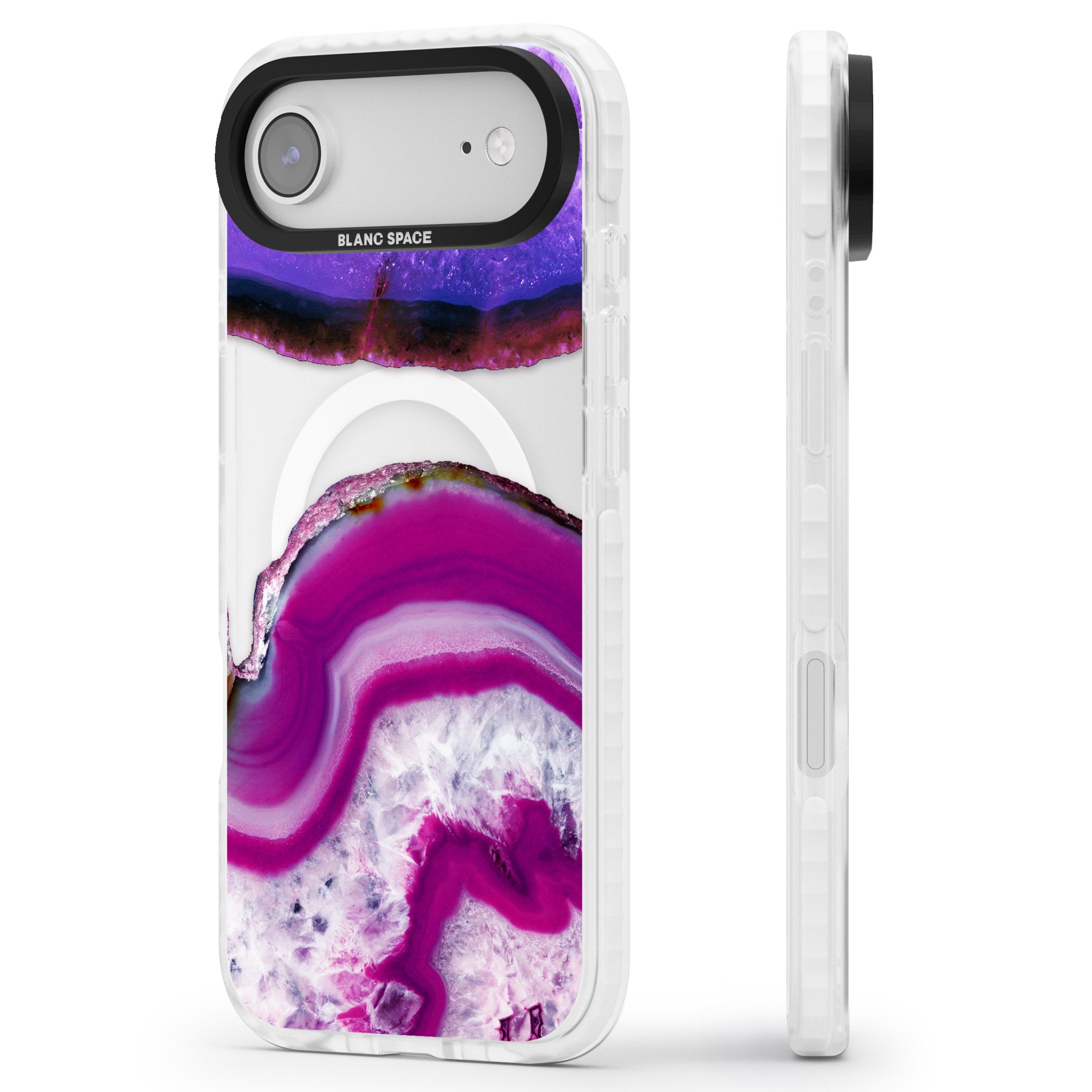 Amethyst Crystal Slice iPhone 17 Air Impact Pro Clear Phone Case Side Profile