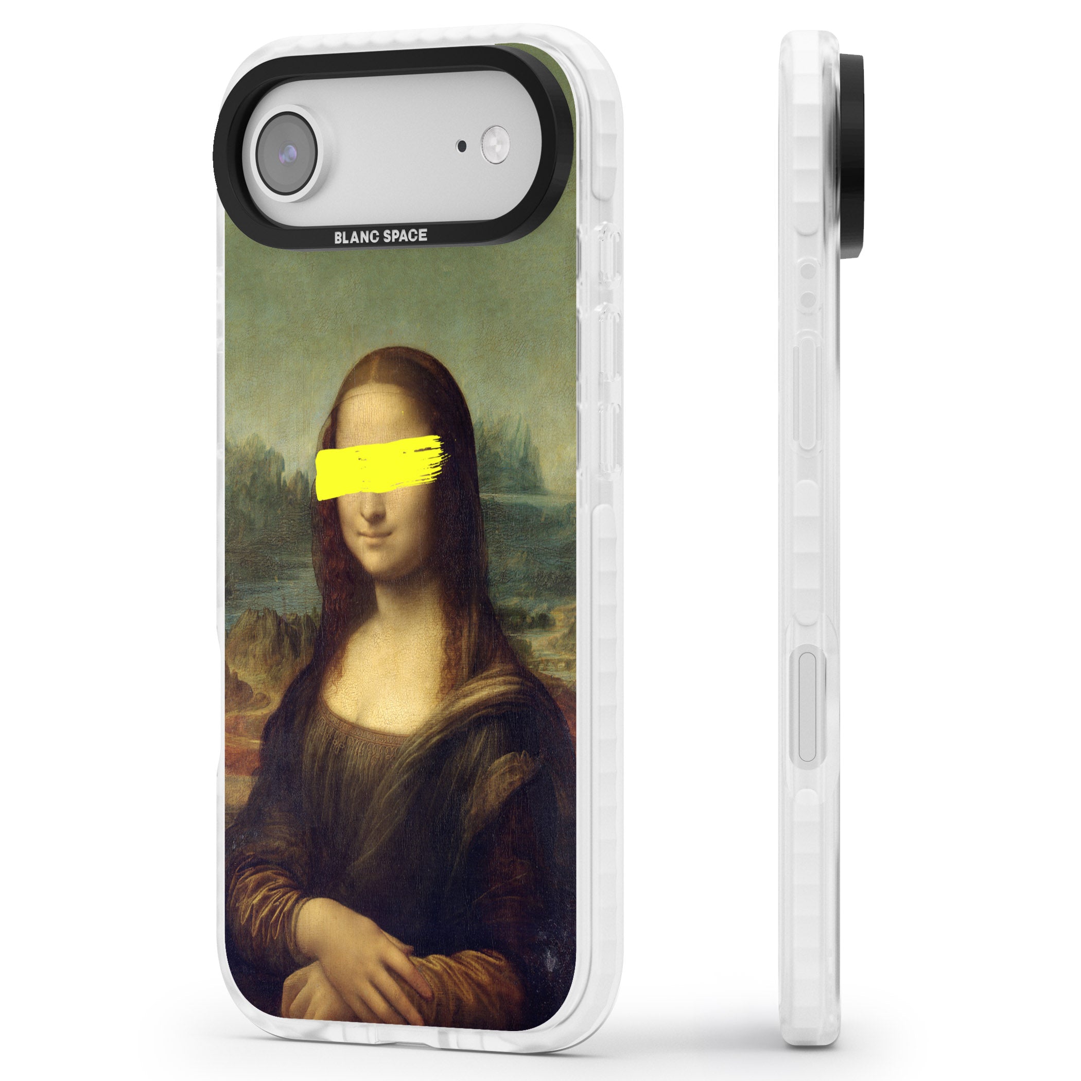 Vandaled Mona Lisa iPhone 17 Air Impact Pro Clear Phone Case Side Profile