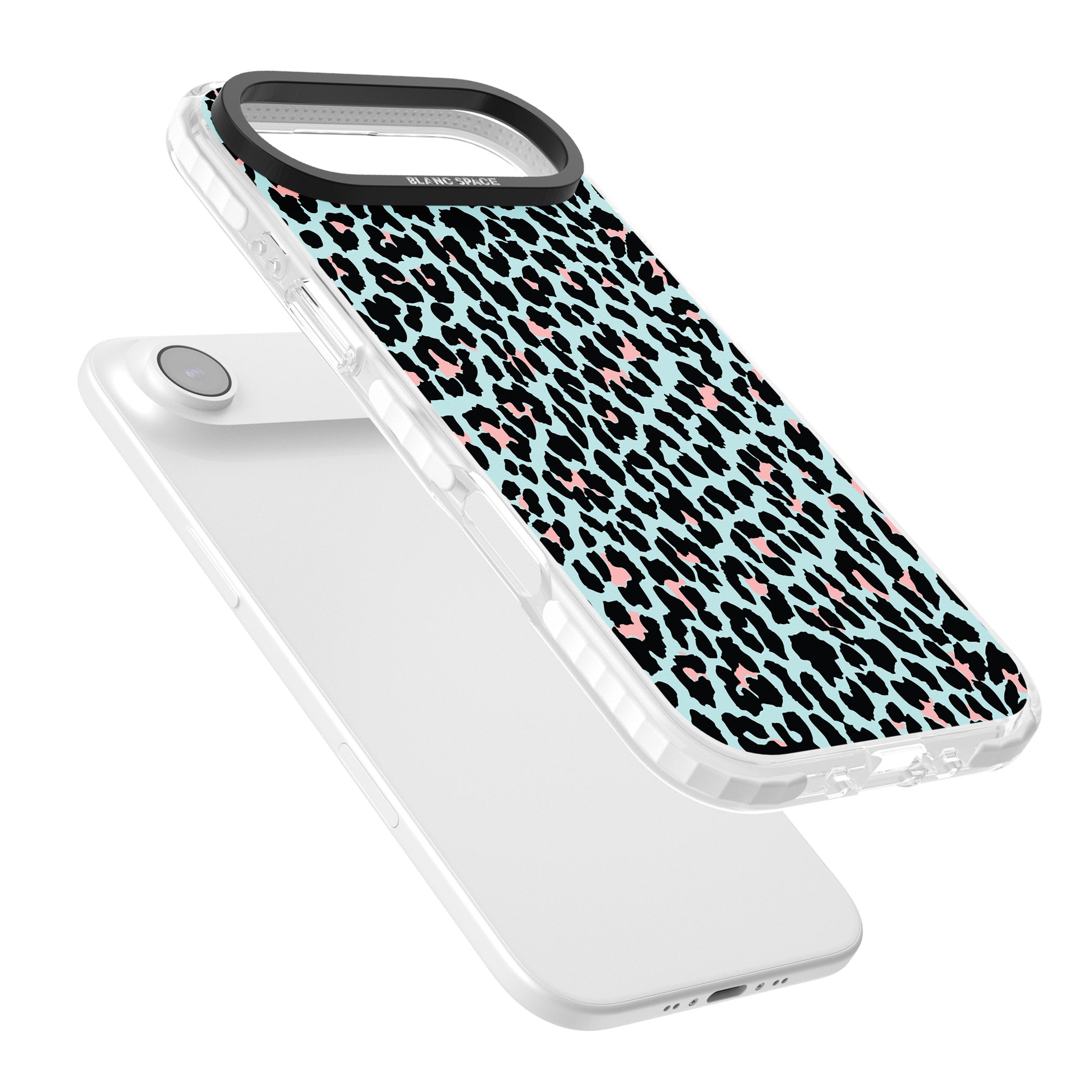 Pastel Blue & Pink Leopard Print iPhone 17 Air Impact Pro Clear Phone Case Colours