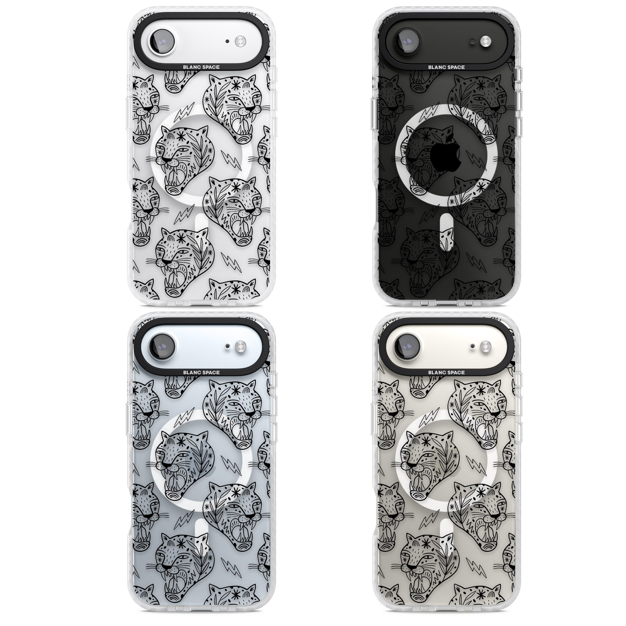 Black Tiger Roar Pattern iPhone 17 Air Impact Pro Clear Phone Case APT Impact Protection