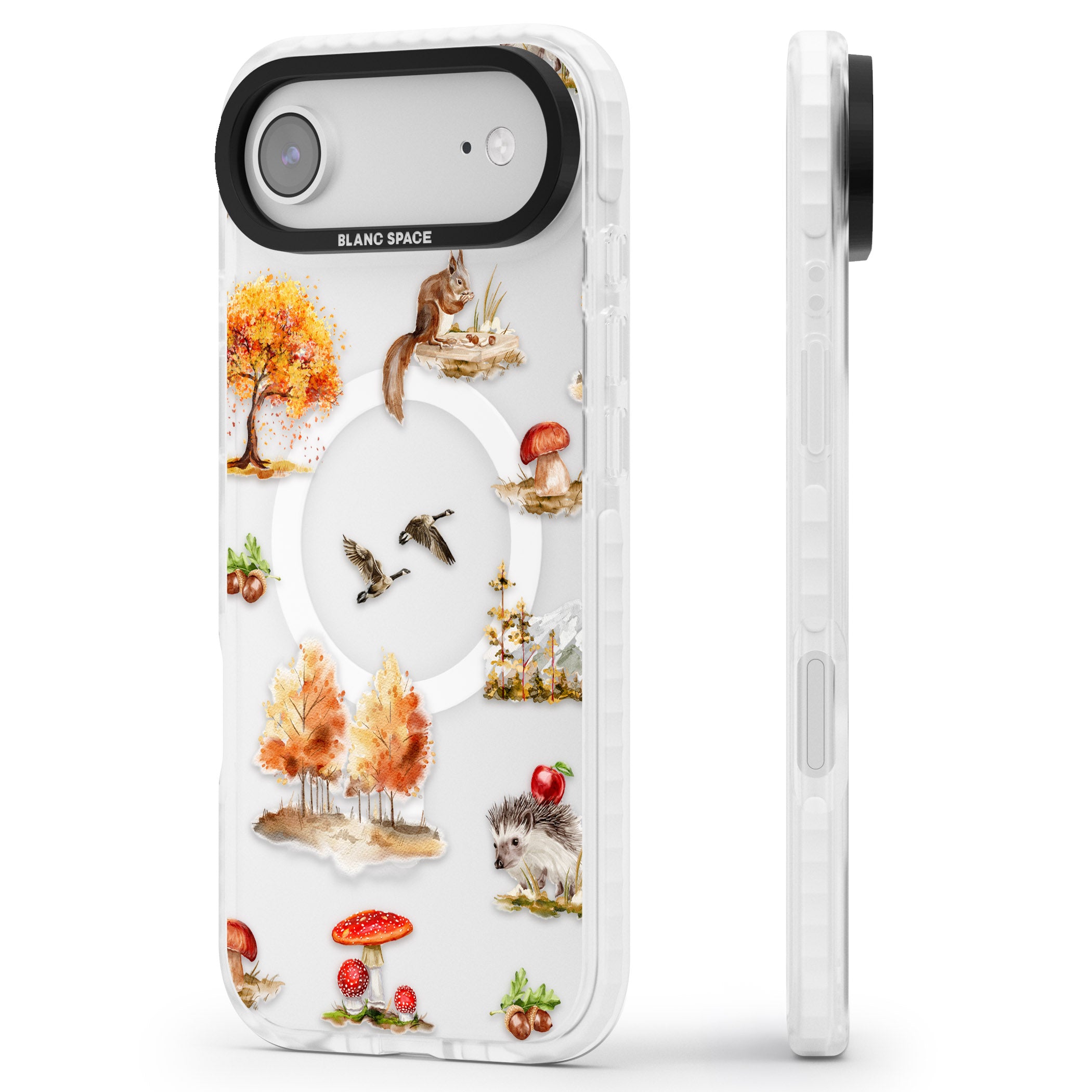 Fall Forest Friends iPhone 17 Air Impact Pro Clear Phone Case Side Profile