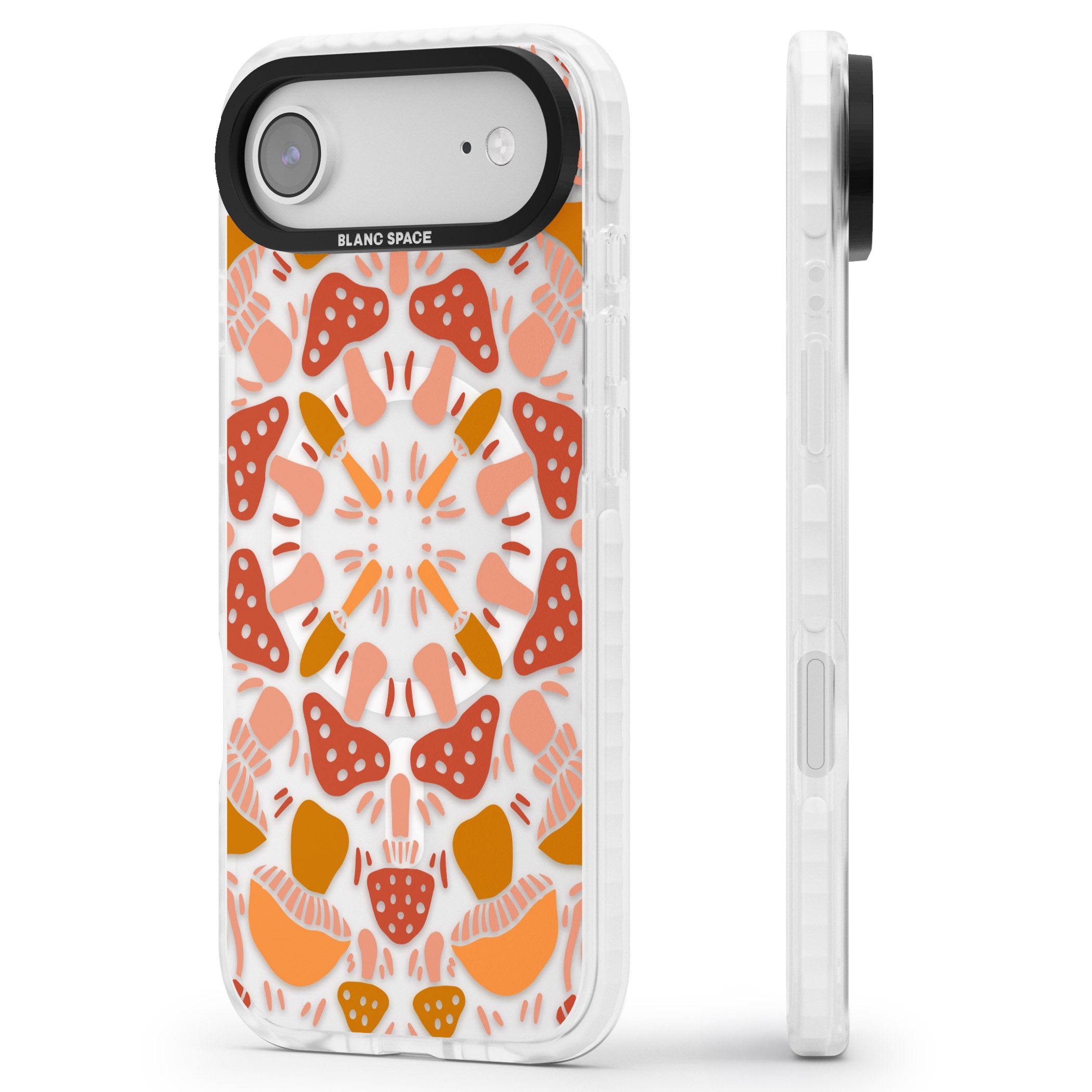 Mushroom Medley iPhone 17 Air Impact Pro Clear Phone Case Side Profile