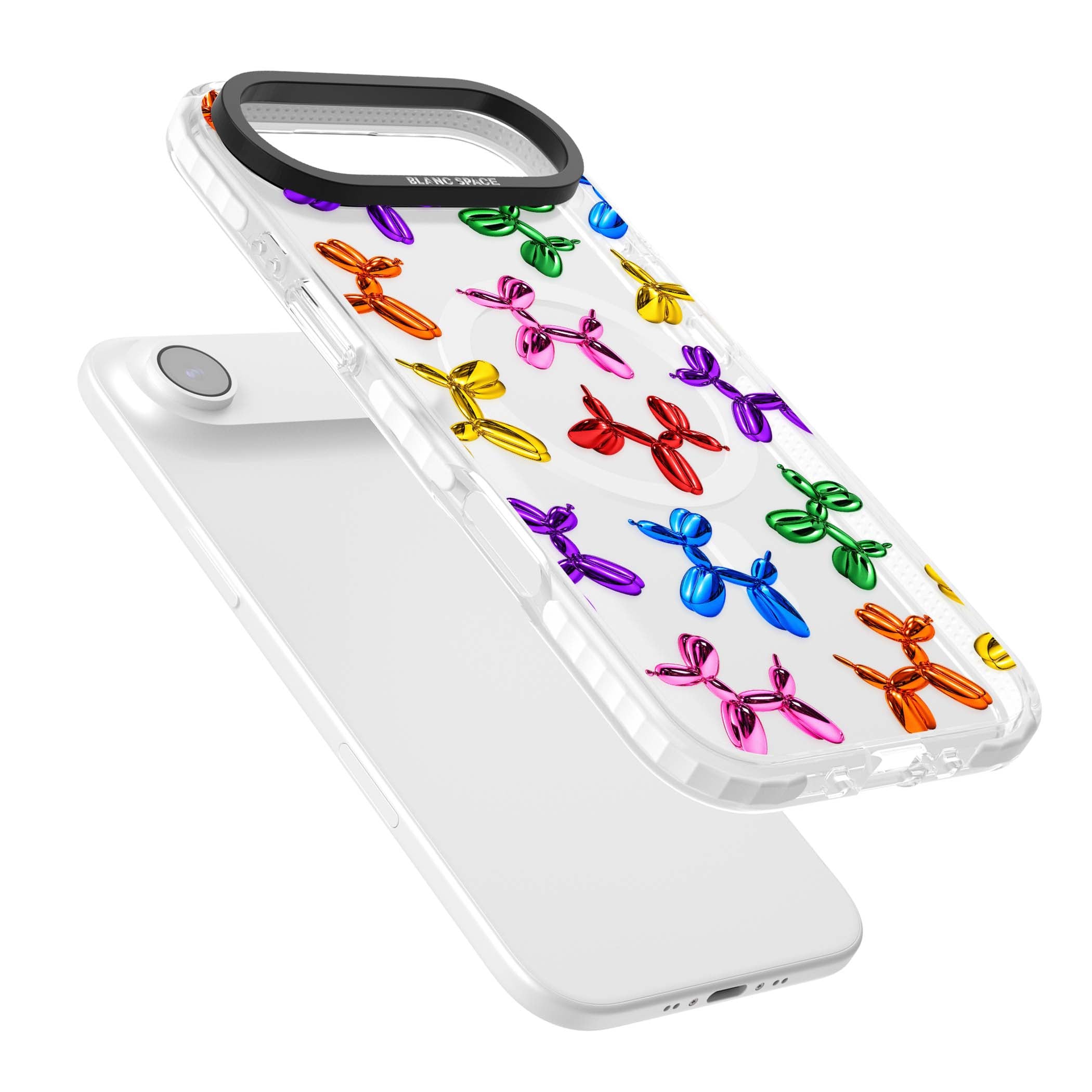 Balloon Dogs pop art iPhone case featuring rainbow chrome balloon dogs in Jeff Koons style | Impact Magsafe case for iPhone Air