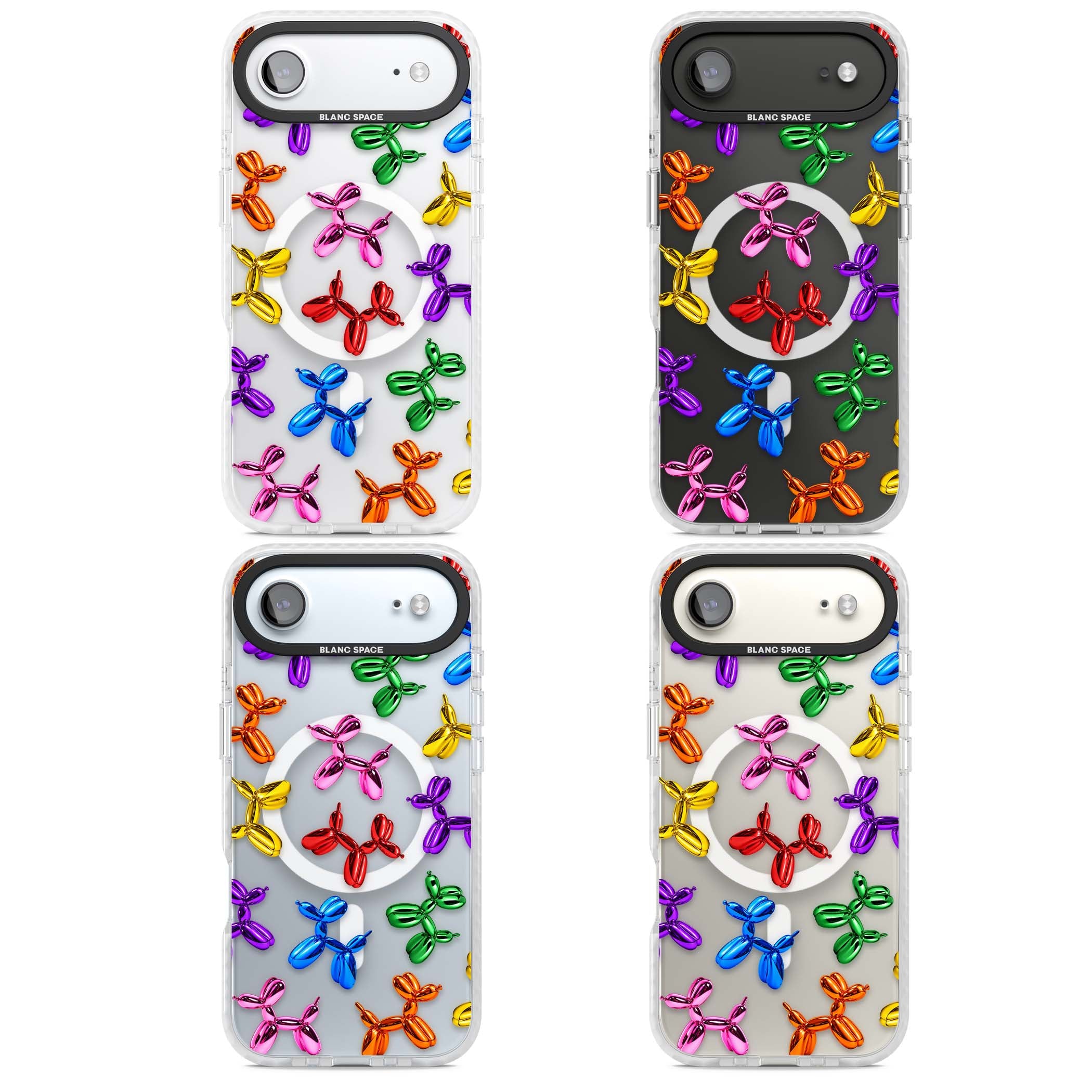 Balloon Dogs pop art iPhone case featuring rainbow chrome balloon dogs in Jeff Koons style | Impact Magsafe case for iPhone Air