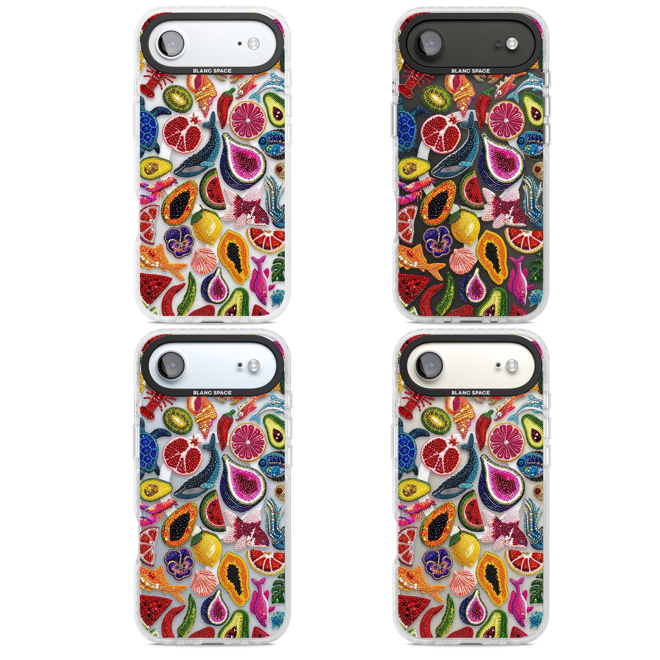 Beaded Tropic tropical iPhone case featuring beaded fruit, fish, crabs and seashells in vibrant colour | Impact Magsafe case for iPhone Air