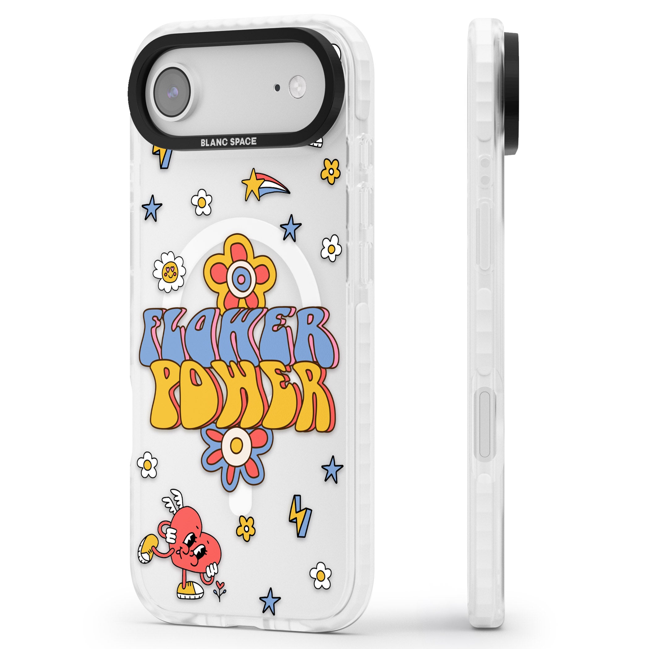 Flower Power iPhone 17 Air Impact Pro Clear Phone Case Side Profile