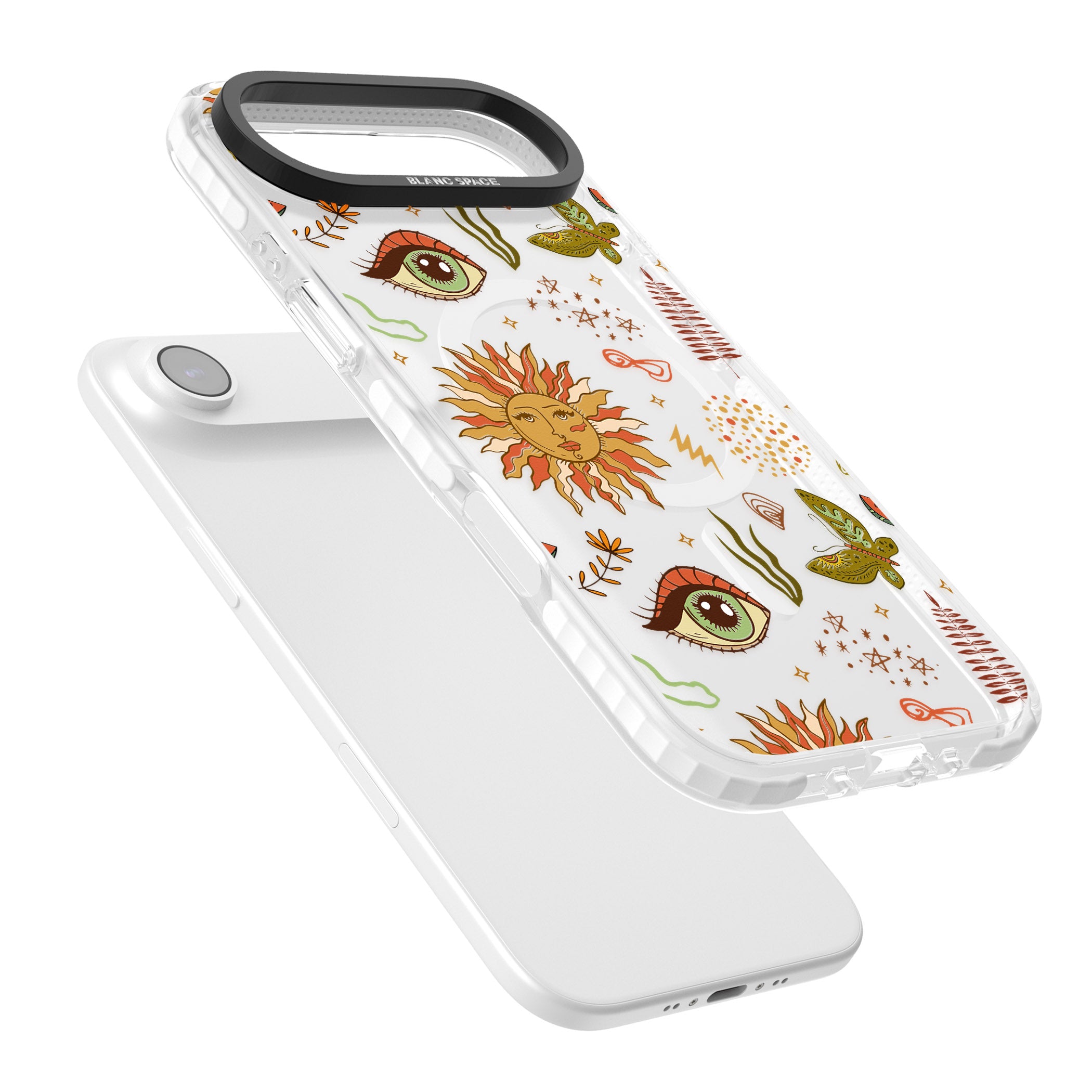 Boho Celestial Sun & Eye Pattern iPhone 17 Air Impact Pro Clear Phone Case Colours