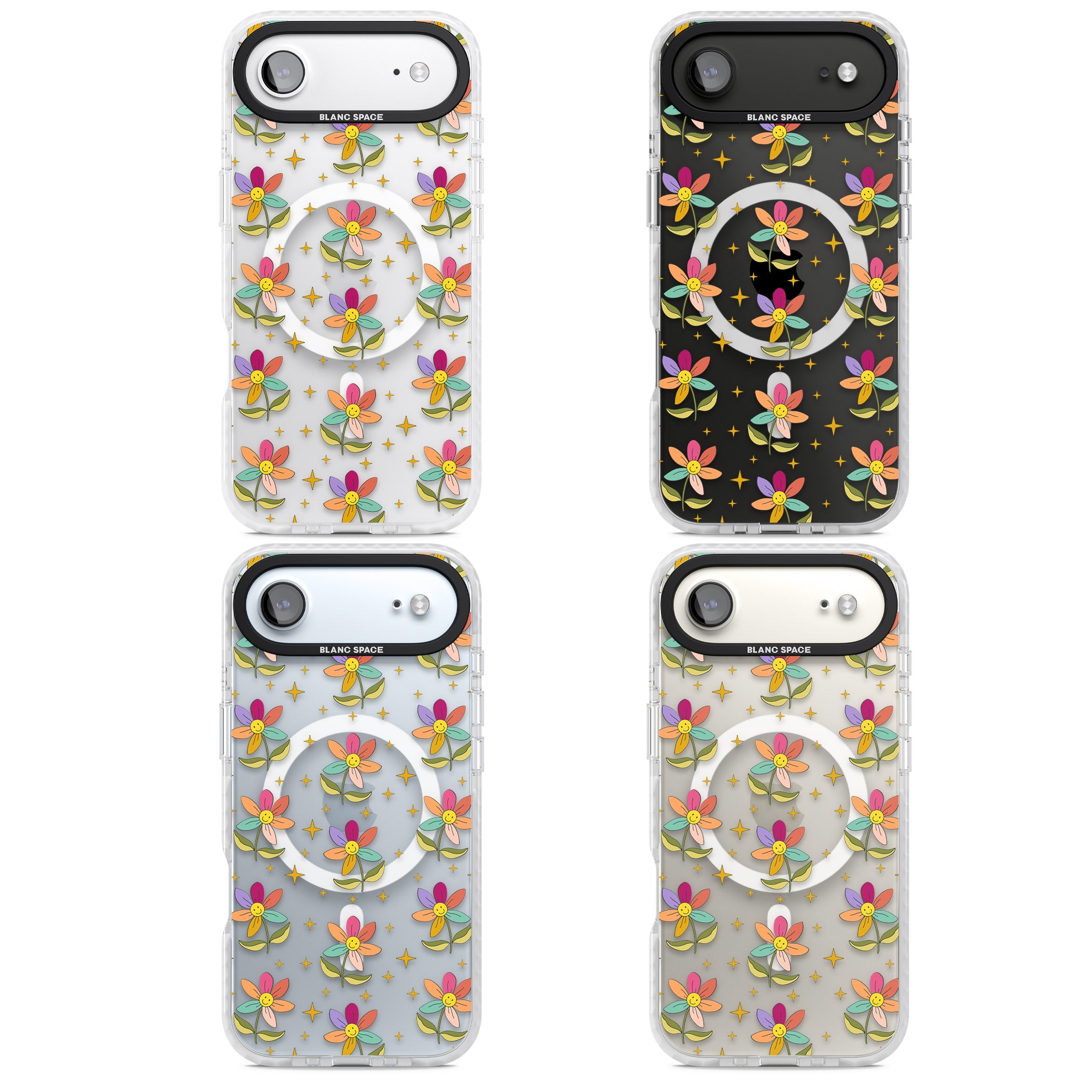 Boho Celestial Happy Flower iPhone 17 Air Impact Pro Clear Phone Case APT Impact Protection