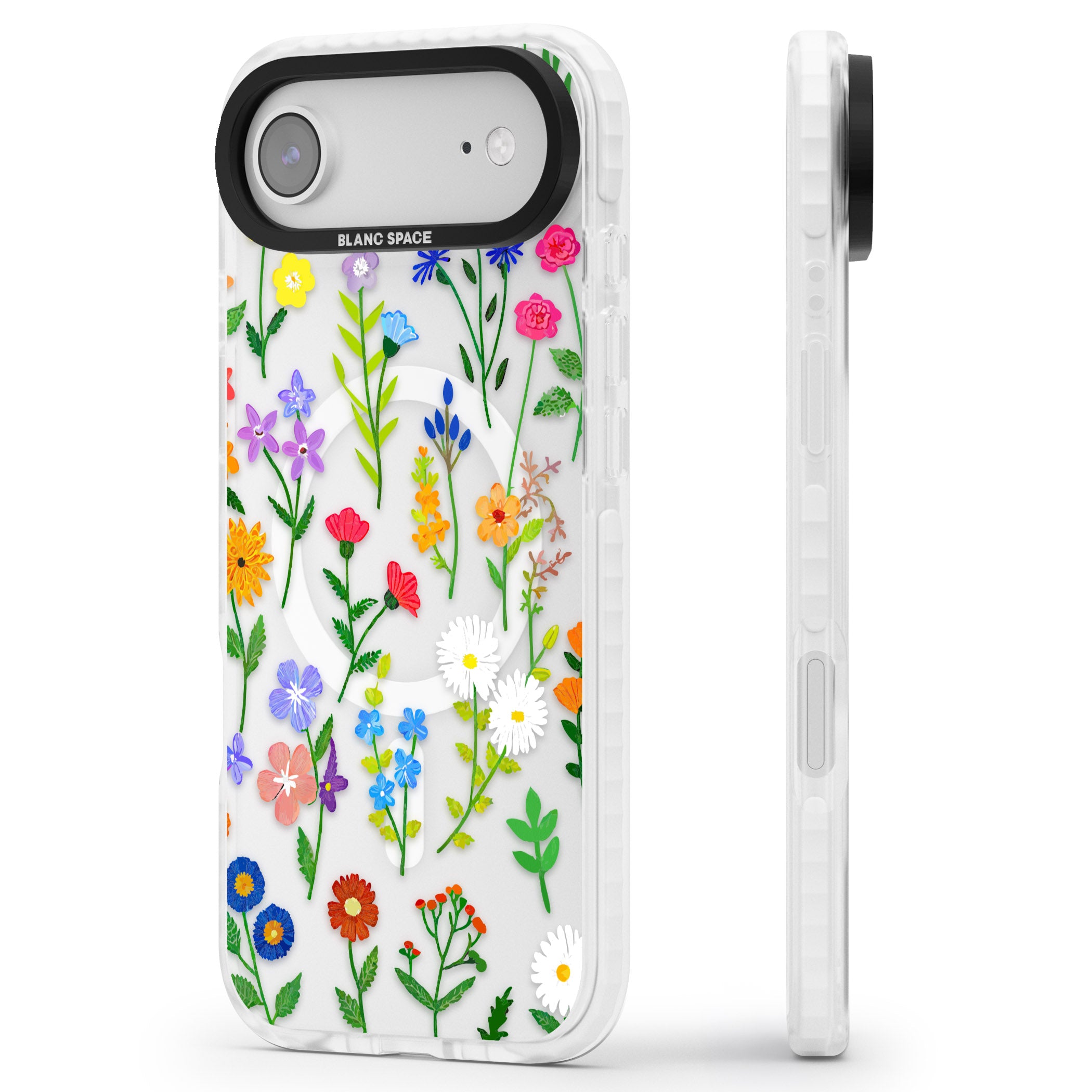Wildflower Garden iPhone 17 Air Impact Pro Clear Phone Case Side Profile