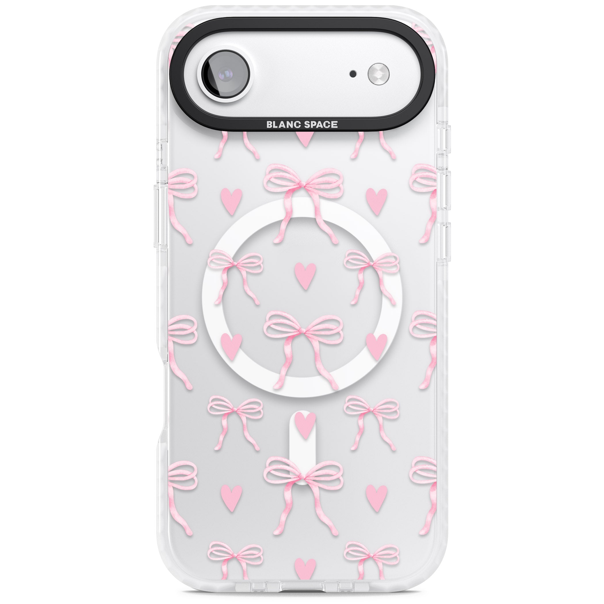 Pink Bows & Hearts iPhone 17 Air Impact Pro Clear Phone Case