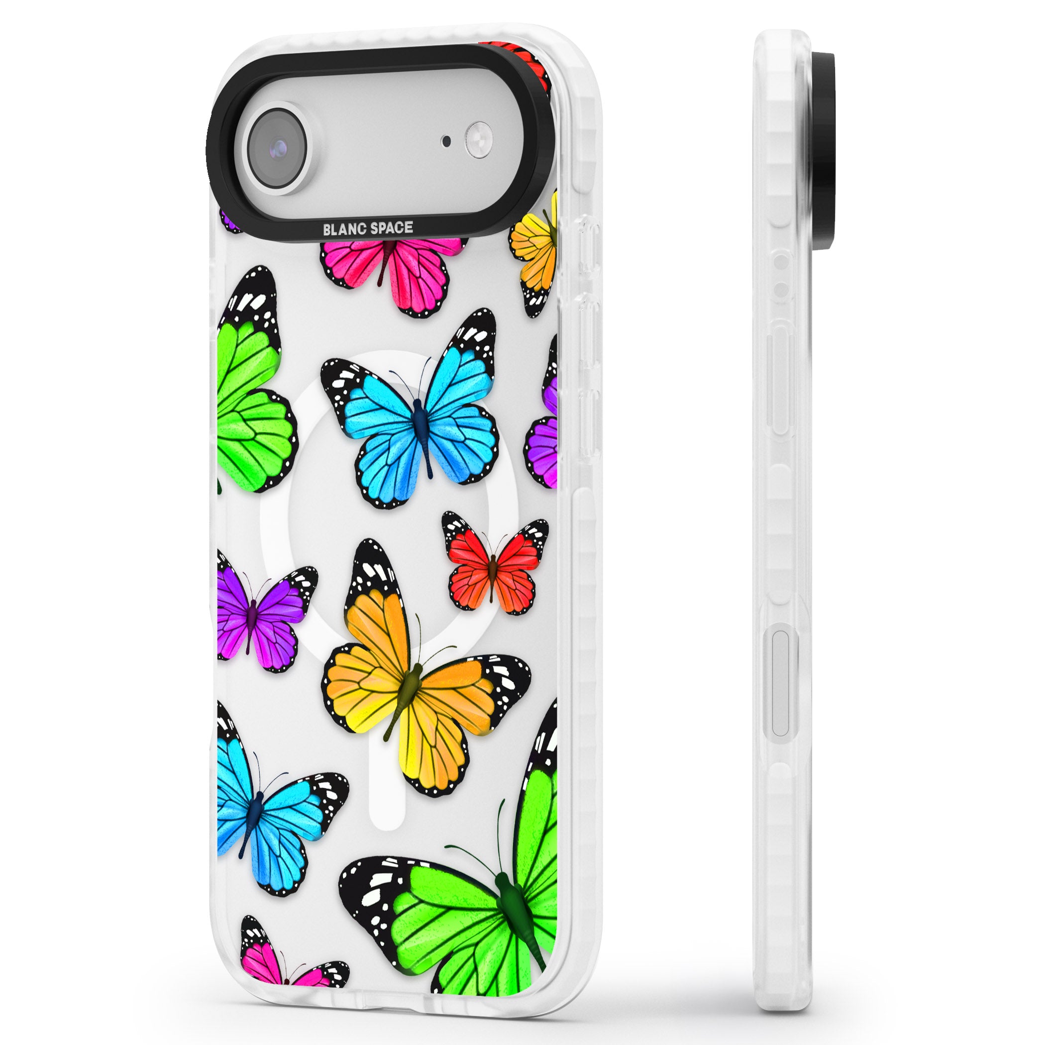 Vibrant Butterflies iPhone 17 Air Impact Pro Clear Phone Case Side Profile
