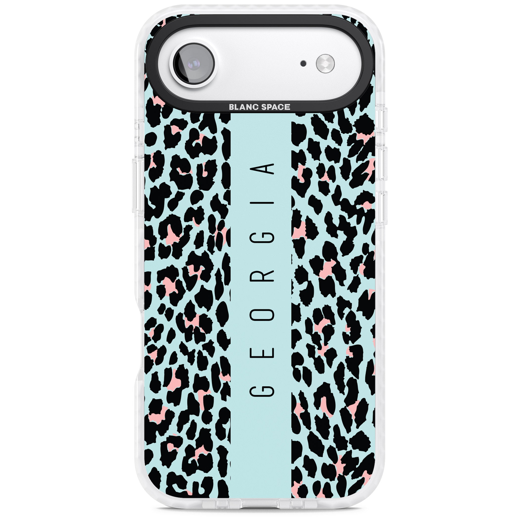 Personalised Blue Leopard iPhone 17 Air Impact Pro Clear Phone Case