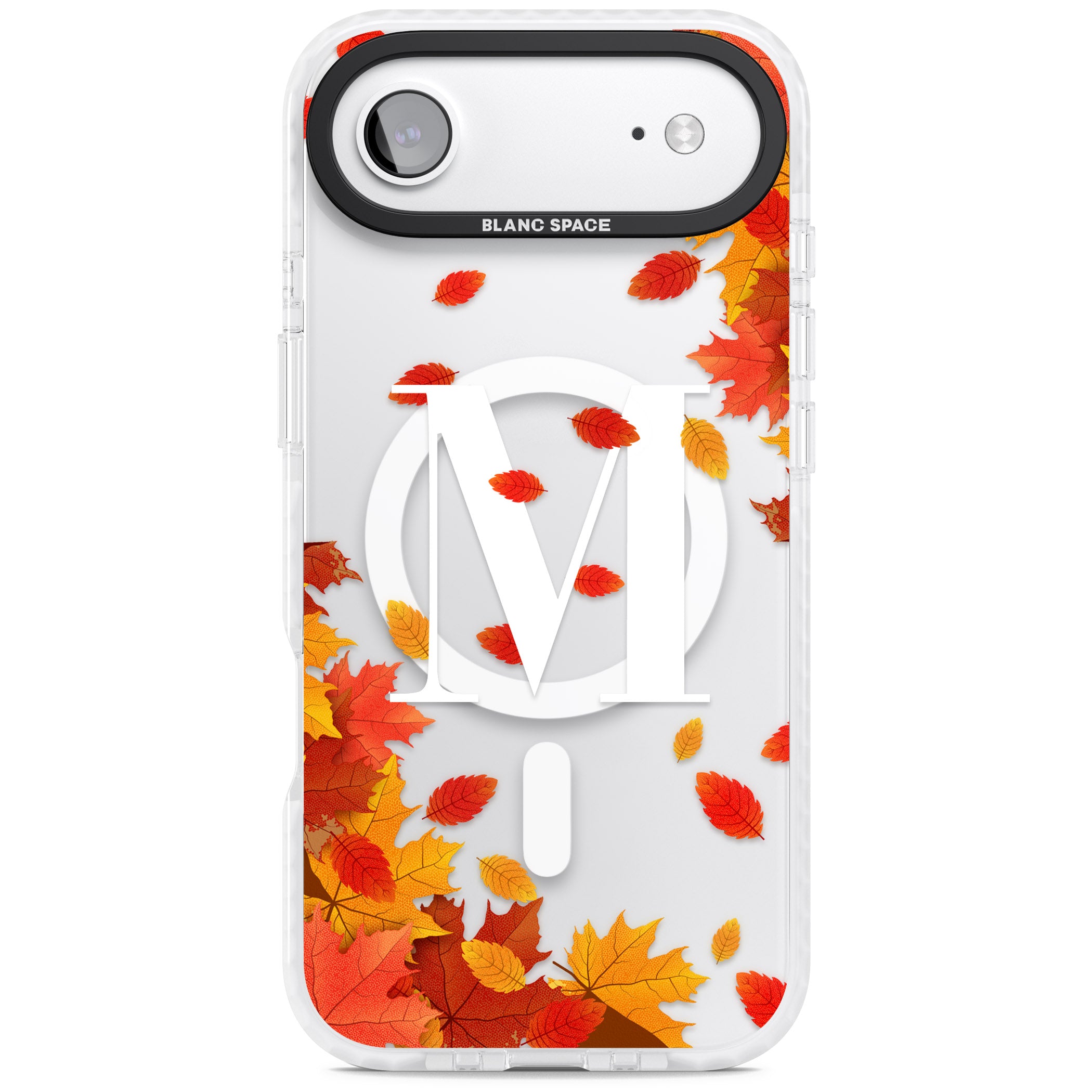 Personalised Autumn Leaves Monogram iPhone 17 Air Impact Pro Clear Phone Case