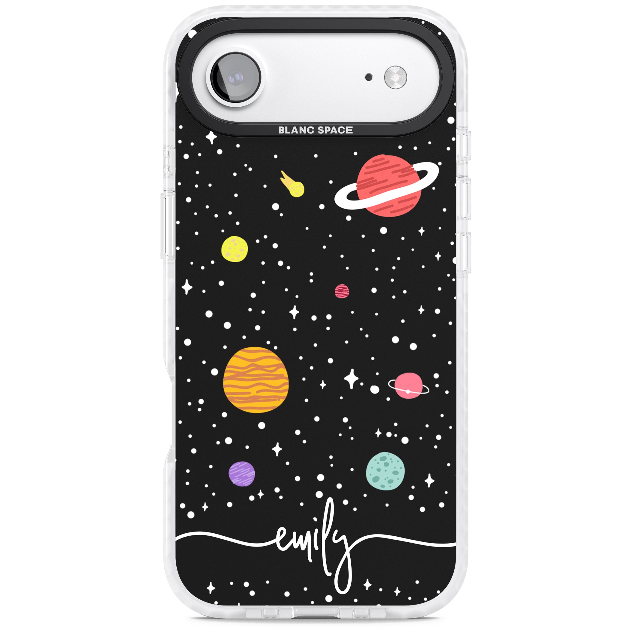 Personalised Cute Cartoon Planet iPhone 17 Air Impact Pro Clear Phone Case