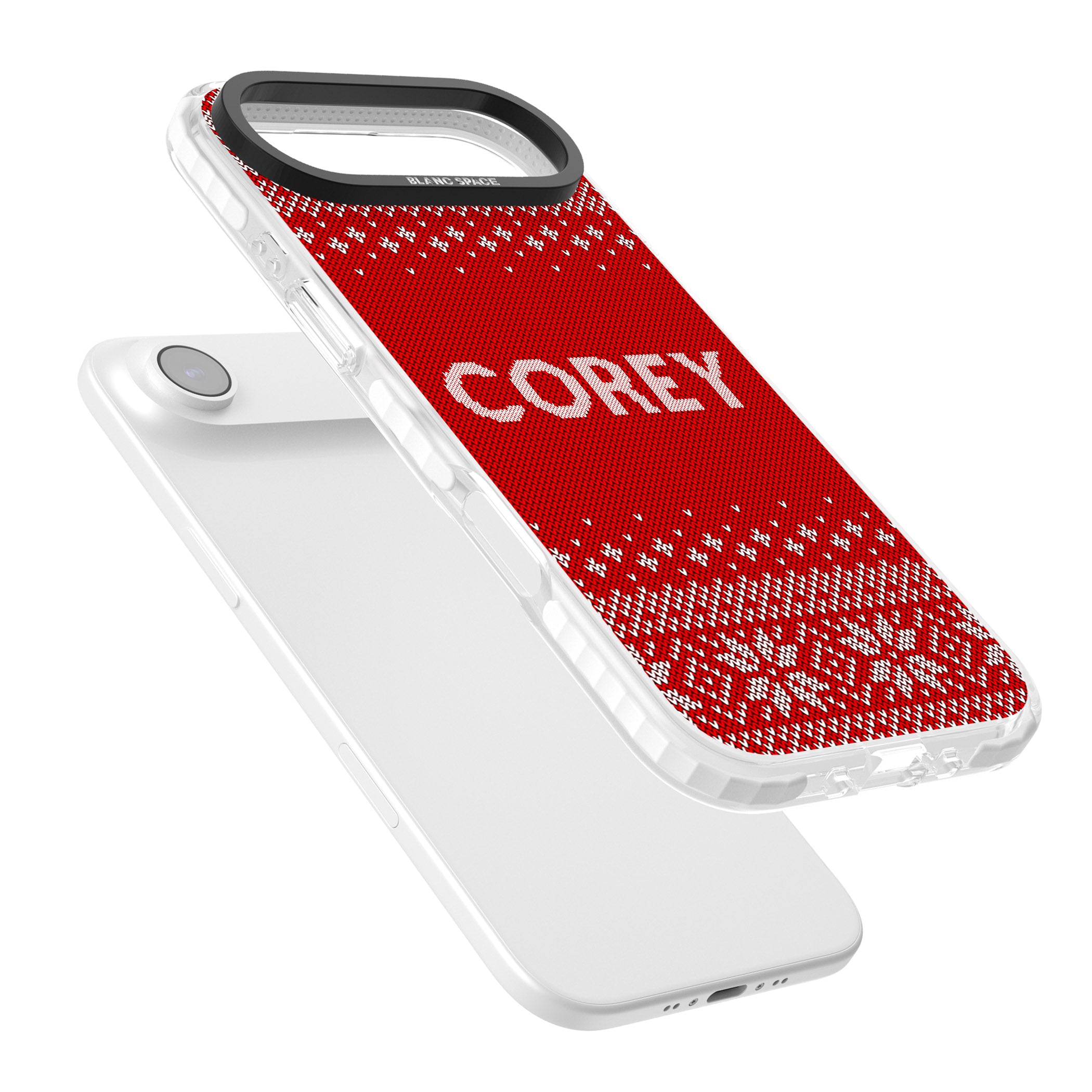 Personalised Red Christmas Knit iPhone 17 Air Impact Pro Clear Phone Case Colours
