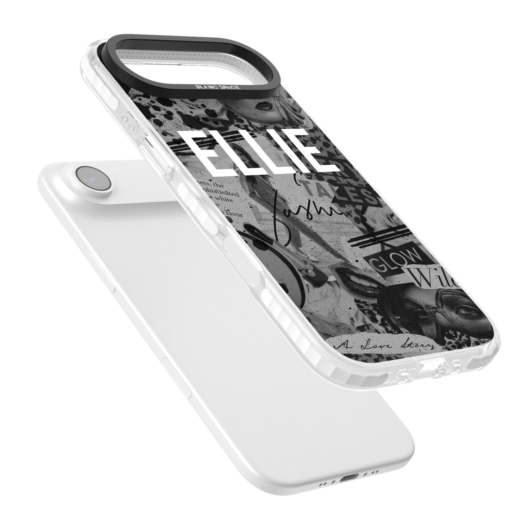 Personalised Grey Scale Vintage Collage iPhone 17 Air Impact Pro Clear Phone Case Colours