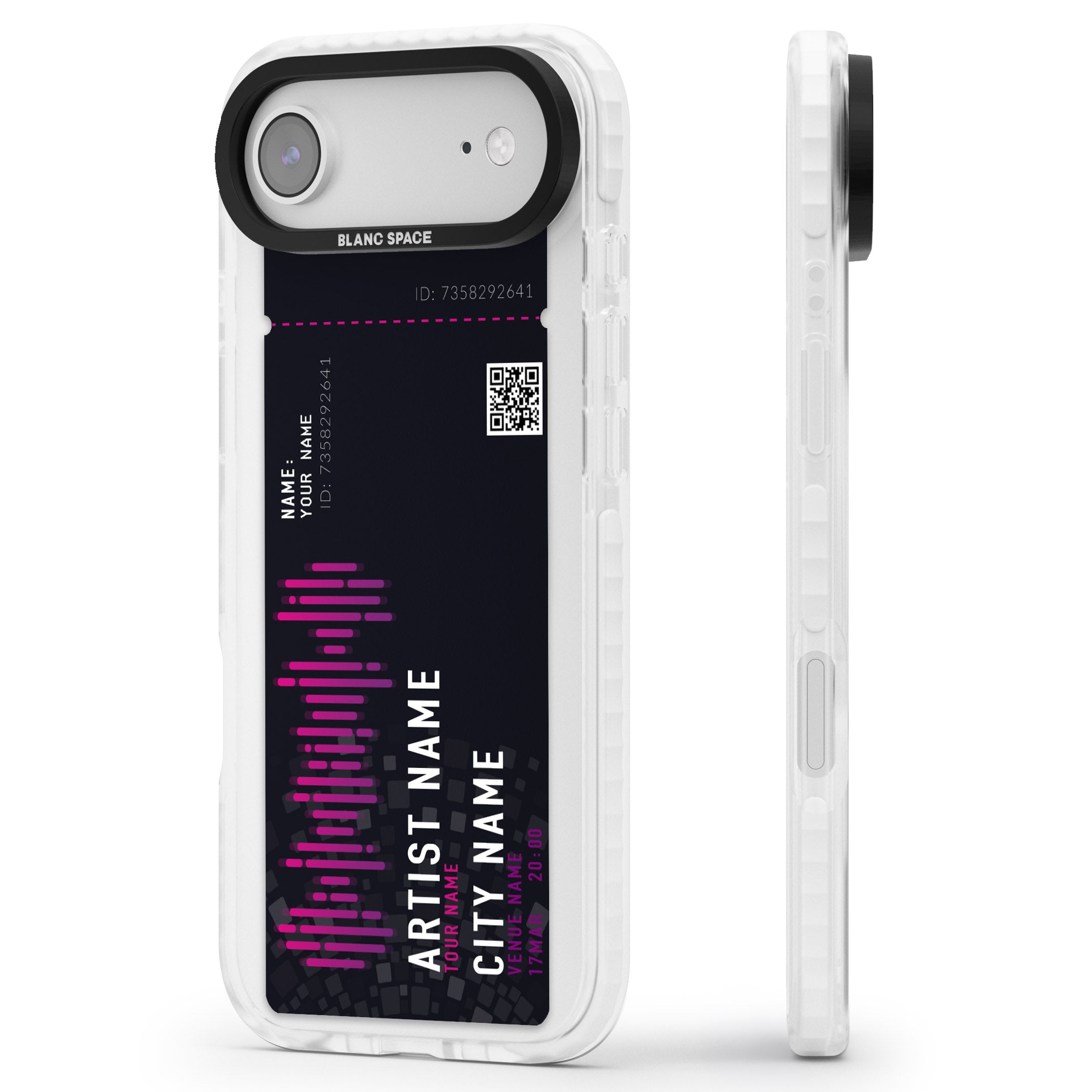 Personalised Concert Ticket iPhone 17 Air Impact Pro Clear Phone Case Side Profile