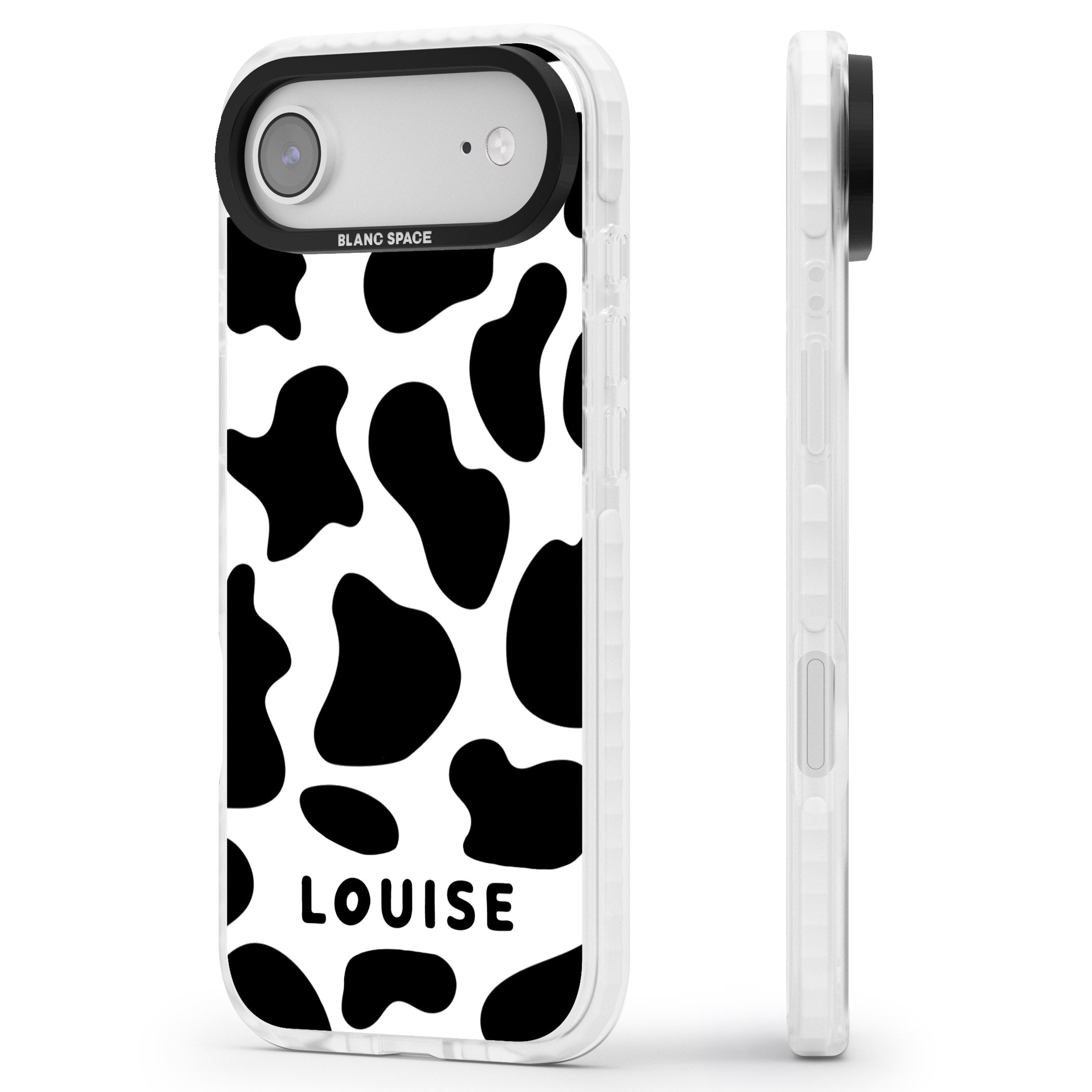 Personalised Cow Print iPhone 17 Air Impact Pro Clear Phone Case Side Profile