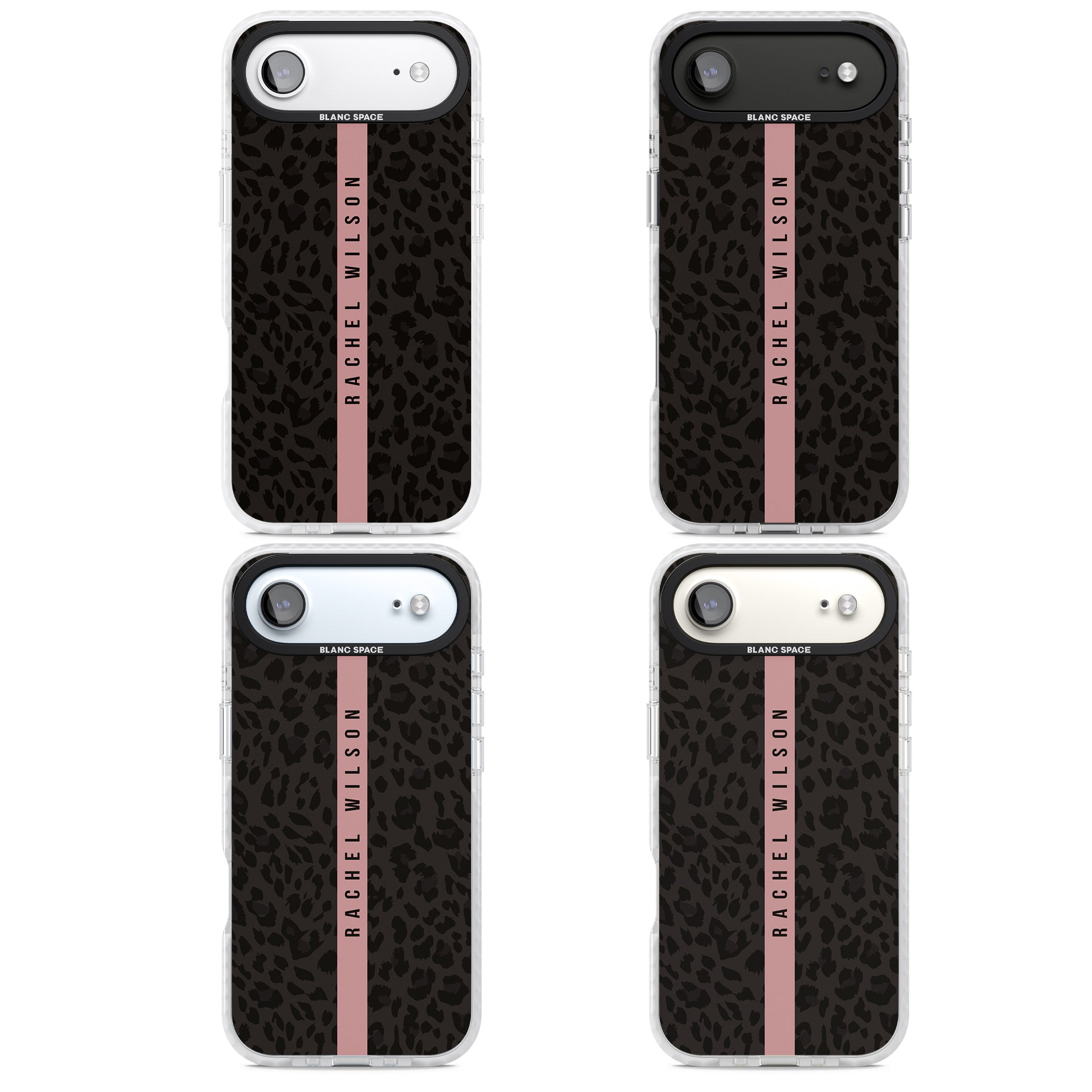 Personalised Pink Stripe Leopard iPhone 17 Air Impact Pro Clear Phone Case APT Impact Protection
