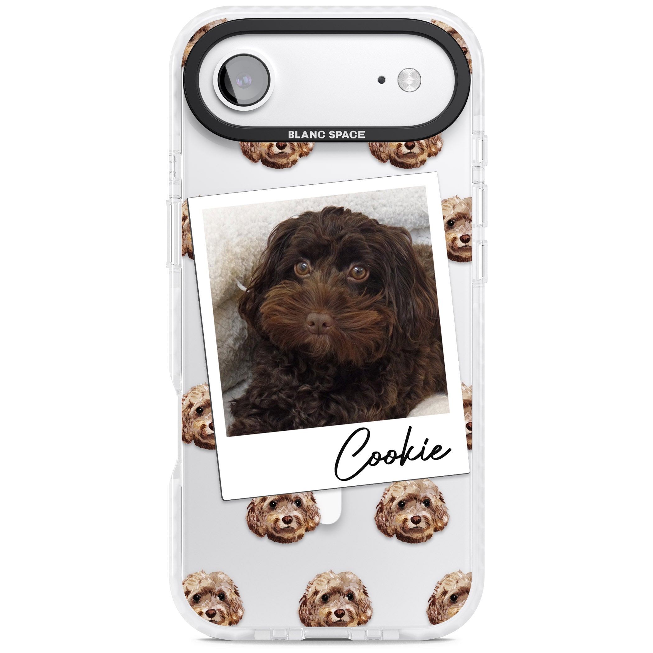 Personalised Brown Cockapoo Instant Camera Photo iPhone 17 Air Impact Pro Clear Phone Case