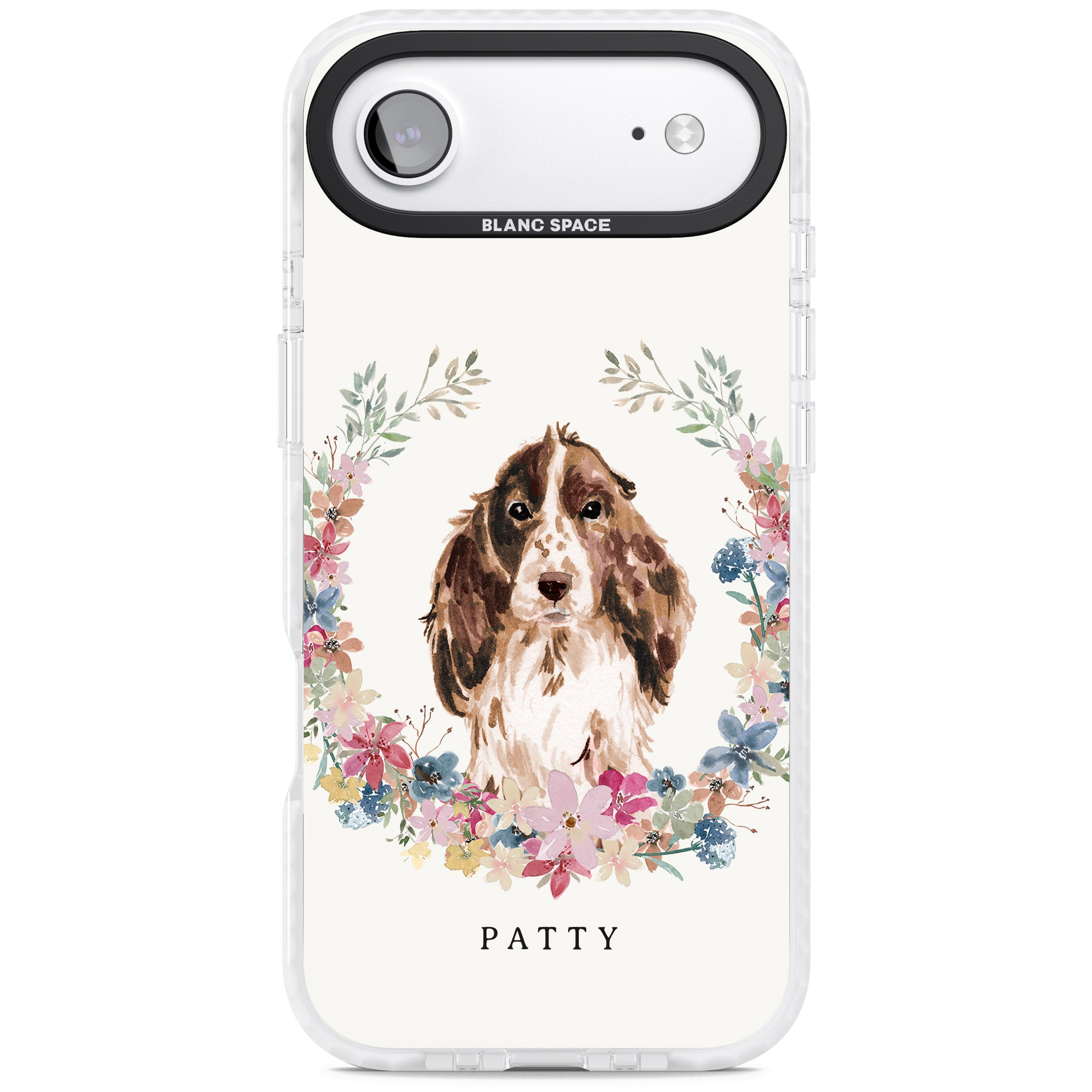 Personalised Cocker Spaniel Floral Portrait iPhone 17 Air Impact Pro Clear Phone Case