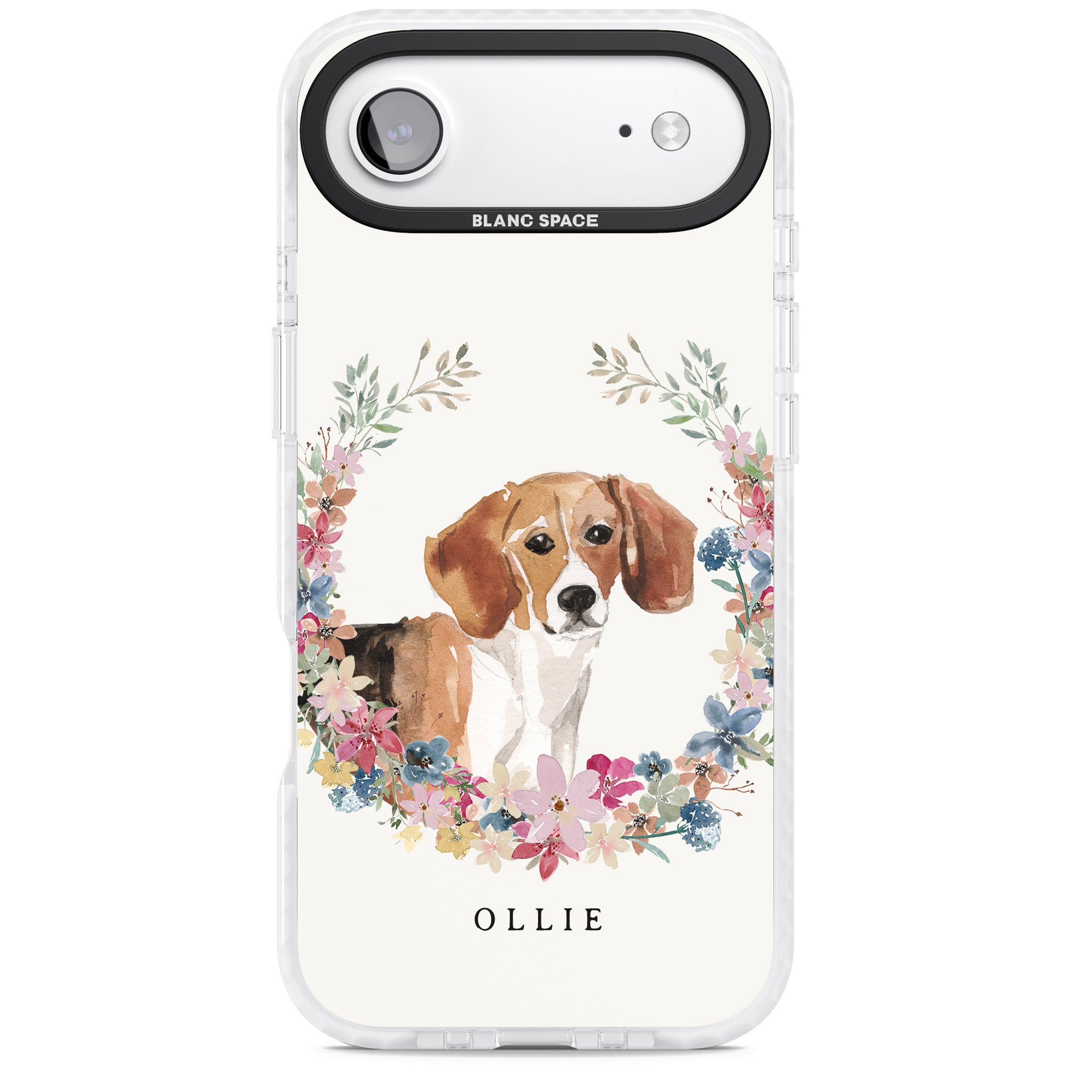 Personalised Beagle Floral Portrait iPhone 17 Air Impact Pro Clear Phone Case