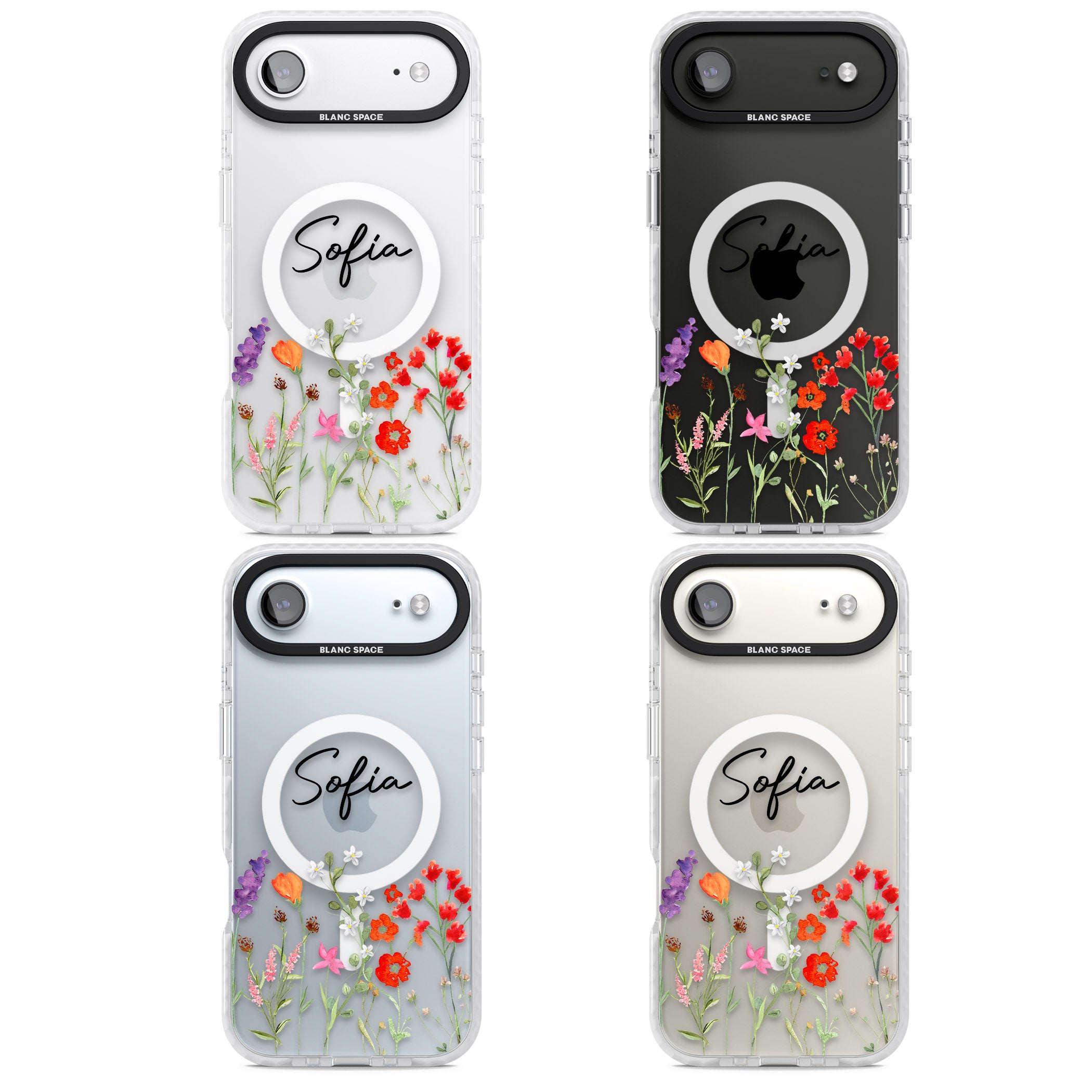 Personalised Spring Wildflowers iPhone 17 Air Impact Pro Clear Phone Case APT Impact Protection