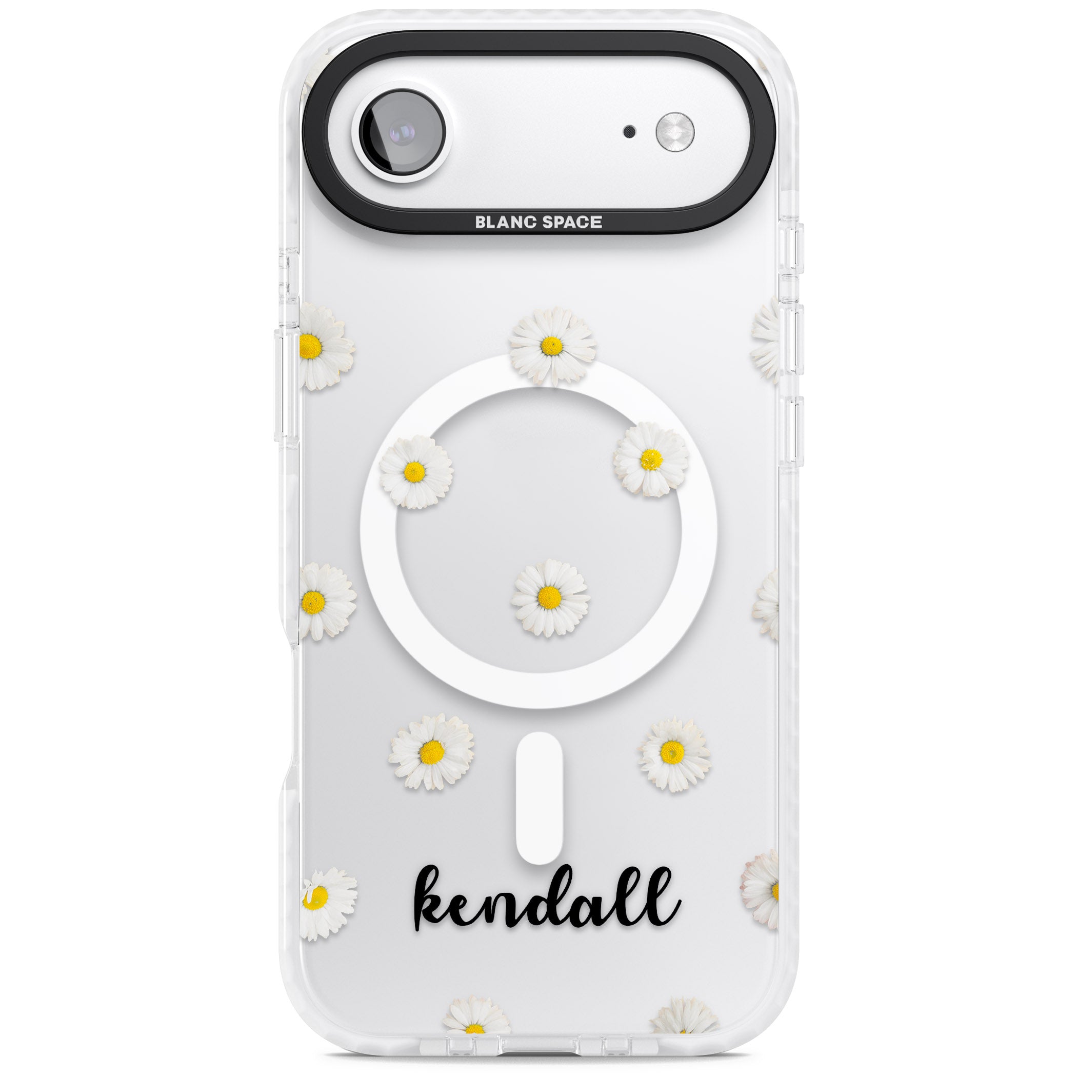 Personalised White Daisies & Cursive iPhone 17 Air Impact Pro Clear Phone Case