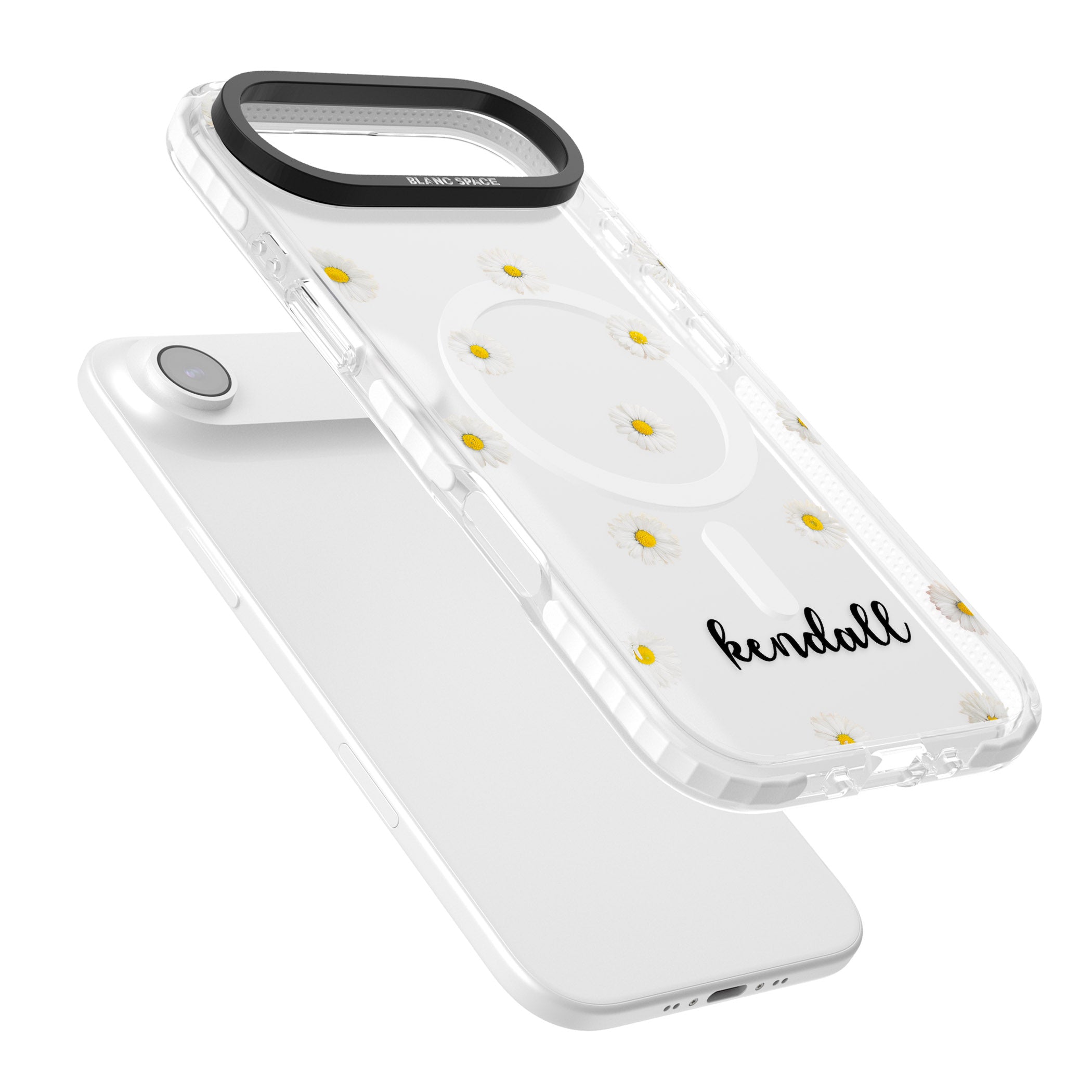 Personalised White Daisies & Cursive iPhone 17 Air Impact Pro Clear Phone Case Colours