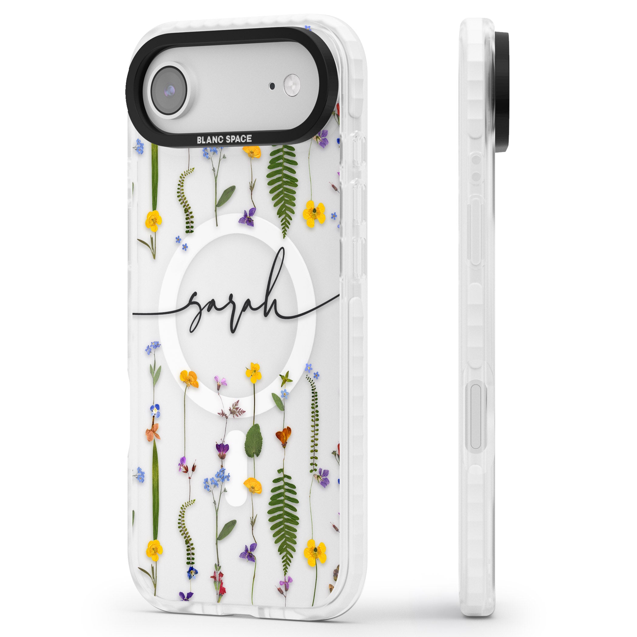 Personalised Wildflower Chain iPhone 17 Air Impact Pro Clear Phone Case Side Profile