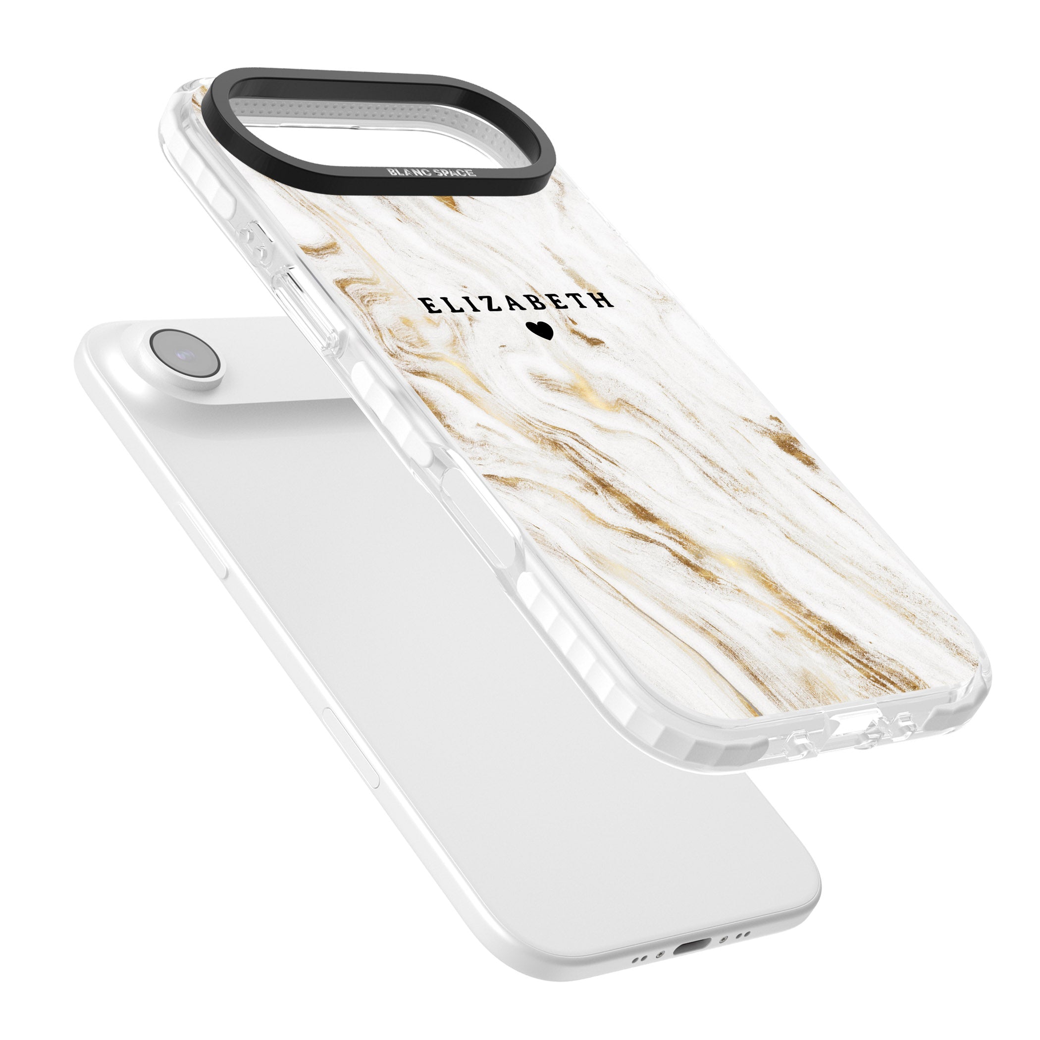 Personalised White & Gold Swirl Marble iPhone 17 Air Impact Pro Clear Phone Case Colours