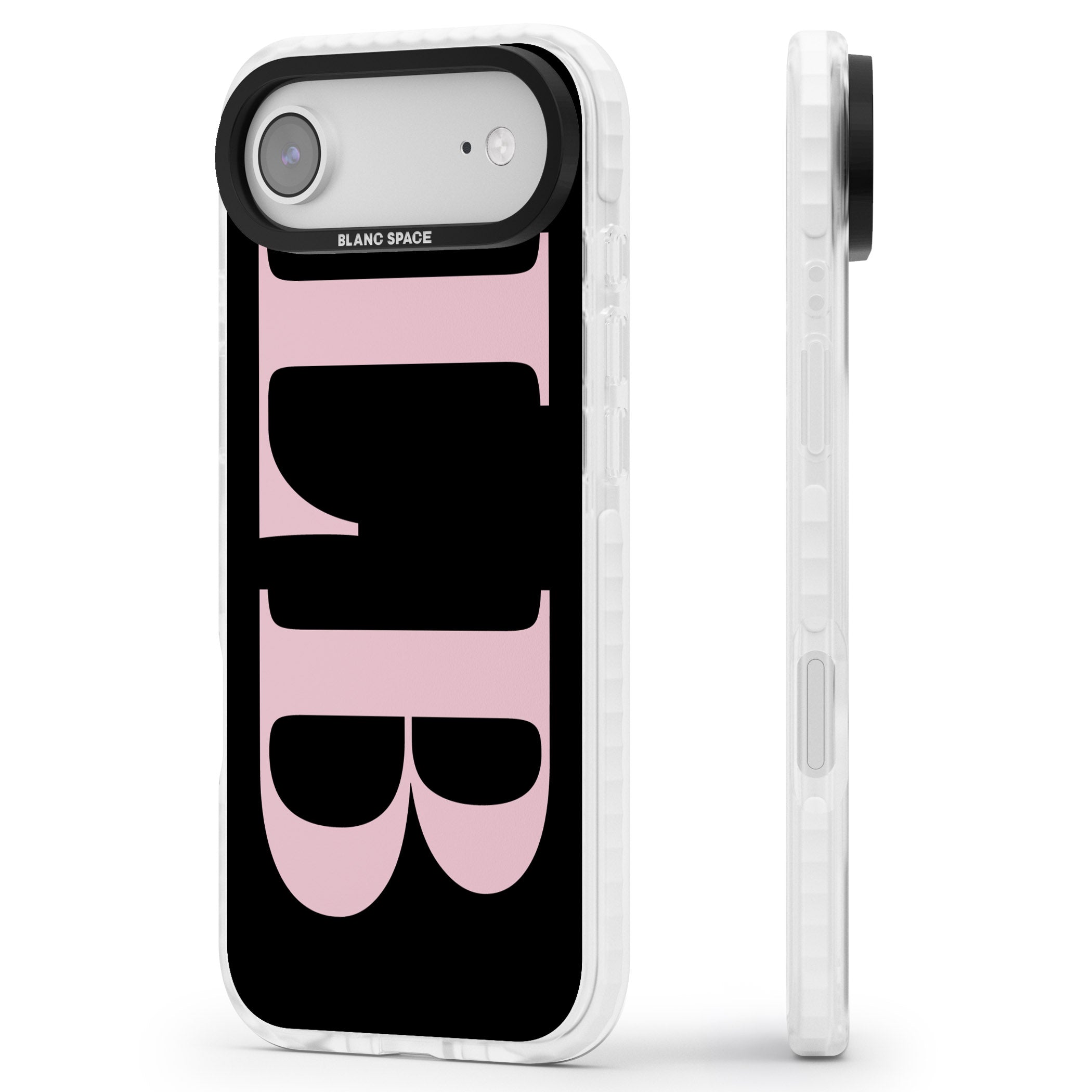 Personalised Pink & Black Green Letters iPhone 17 Air Impact Pro Clear Phone Case Side Profile